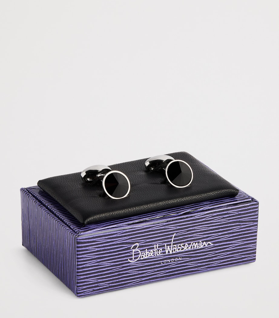 Rhodium-Plated Embellished Galileo Cufflinks JET Image 3