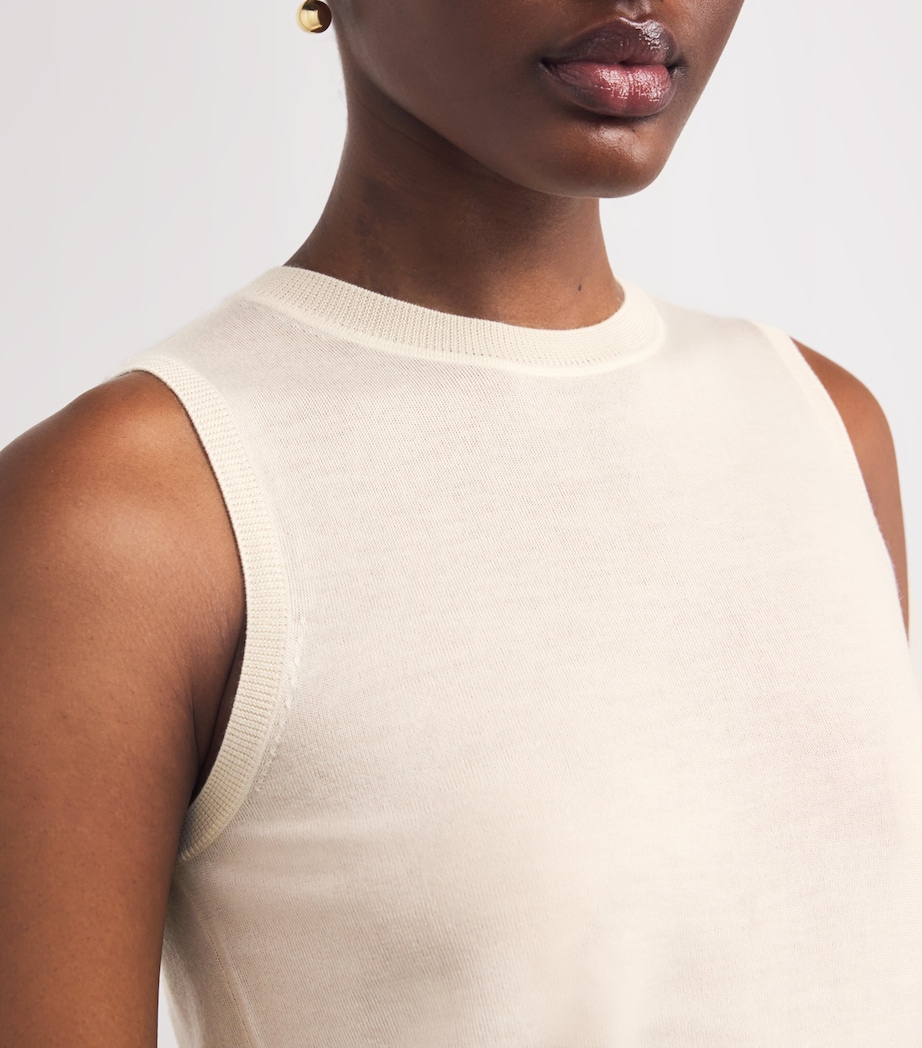 Cashmere-Silk Sleeveless Sweater Top IVORY Image 6