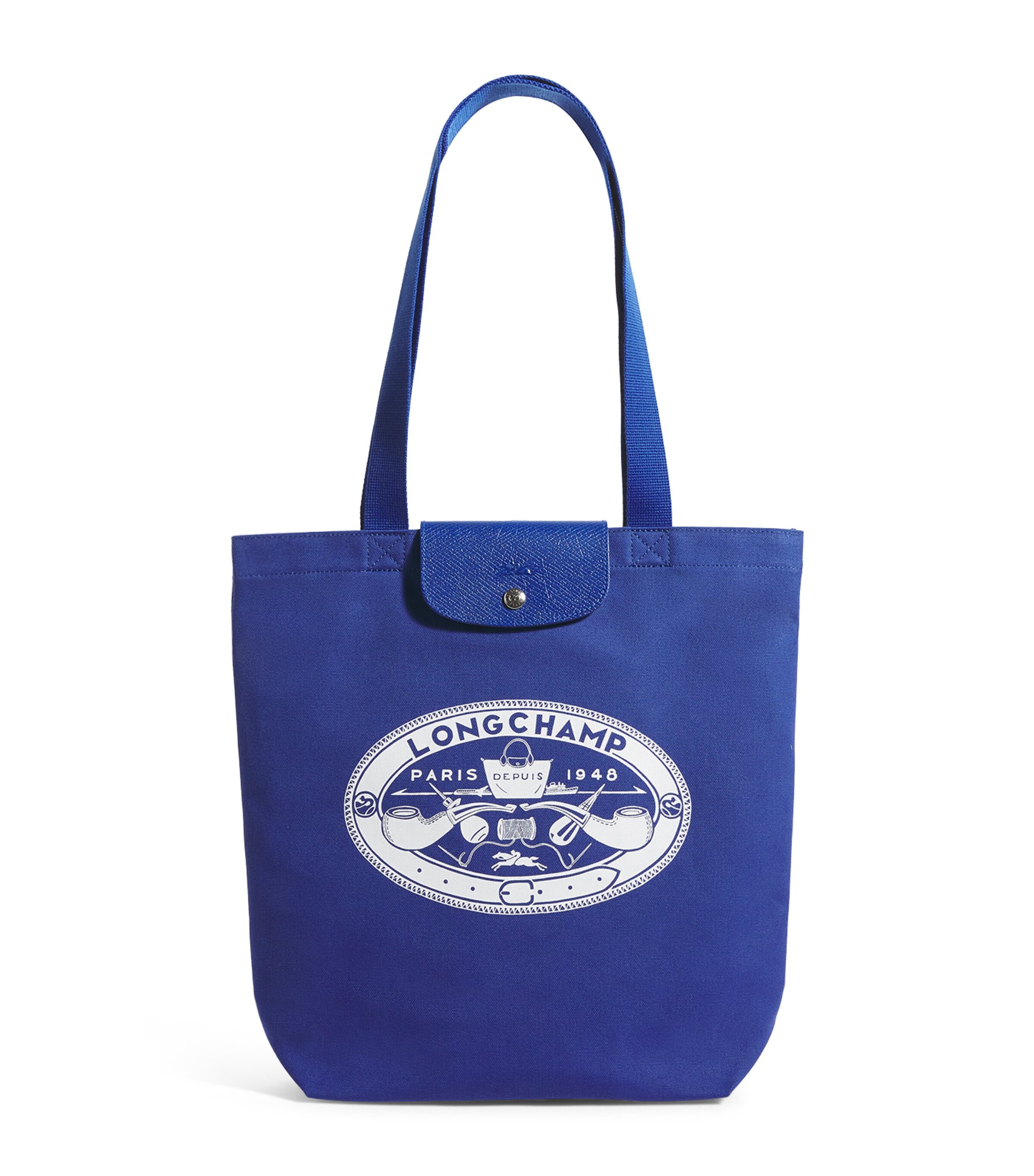 Longchamp Canvas Le Pliage M Tote Bag Cobalt Image 1