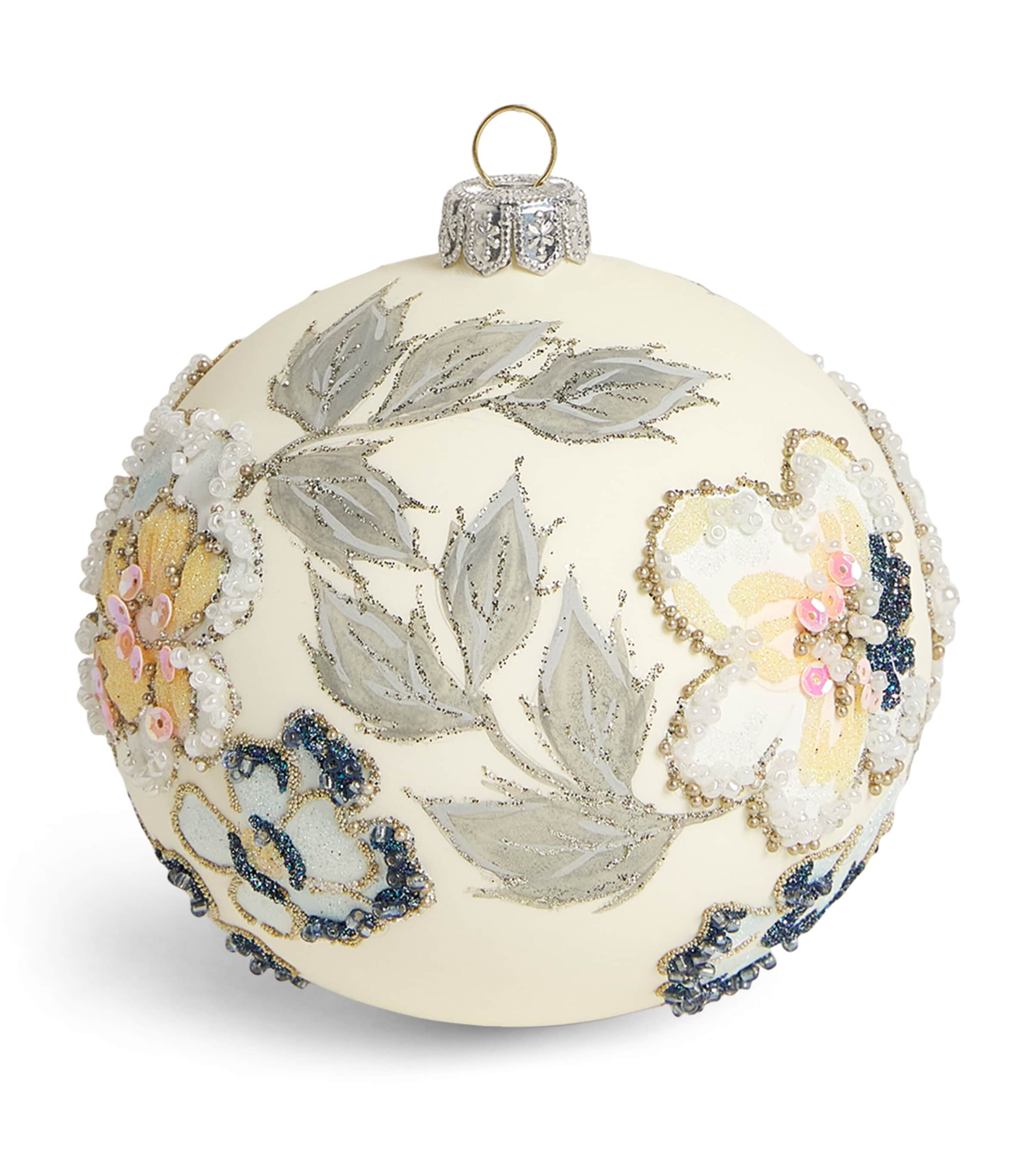 HARRODS FLOWER-EMBELLISHED BAUBLE 