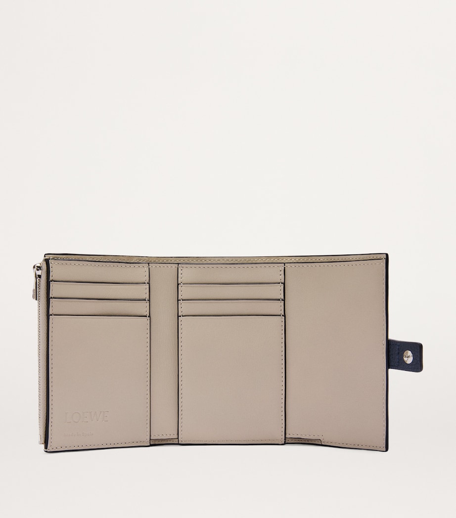 Small Leather Vertical Wallet DARK NAVY/SILVER Image 3