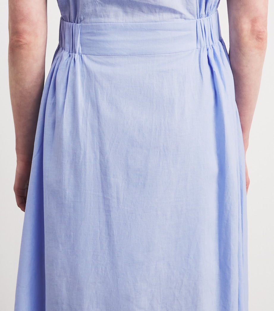 Sandro Paris Womens Linen-Blend Embroidered Maxi Dress Sky Blue Image 5