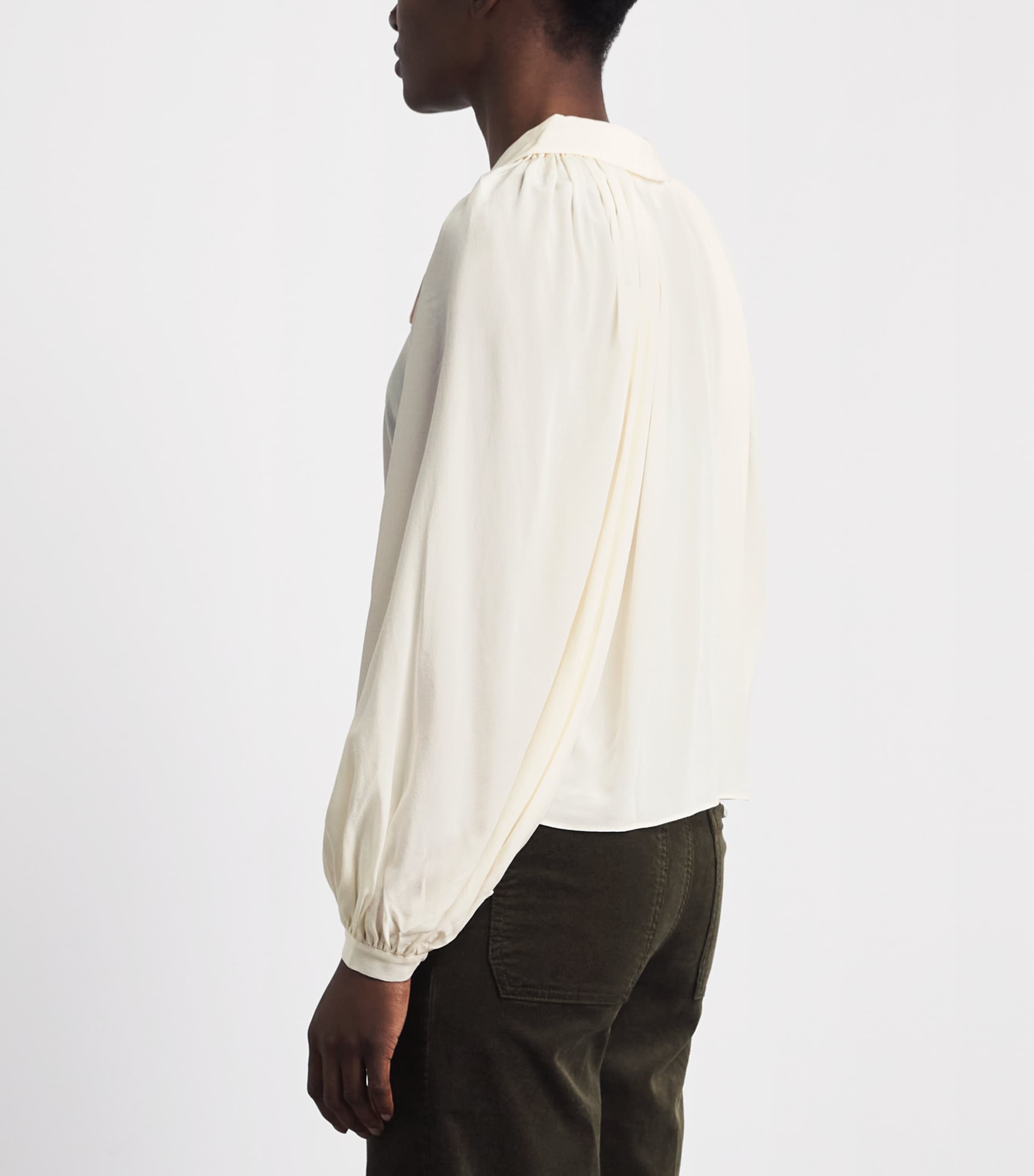 FRAME Womens Silk The Gala Shirt Cream Image 5