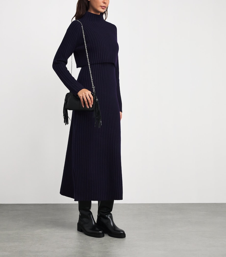 Wool Ribbed Maxi Dress NAVY Image 2