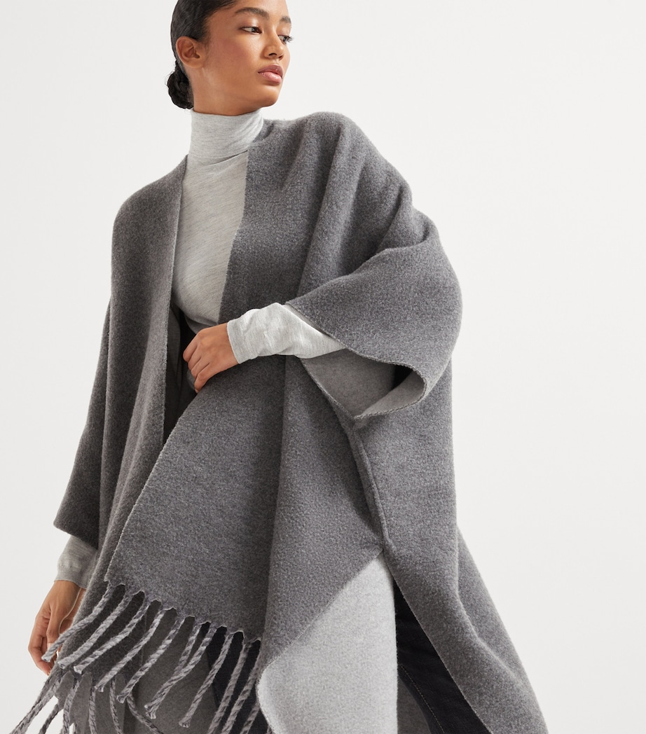 Wool-Cashmere Reversible Poncho CHA14 Image 4