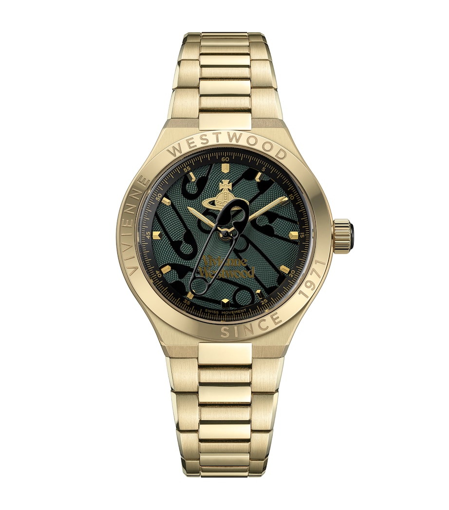 Vivienne Westwood Stainless Steel Berwick Watch 37mm Grn Gld Image 1