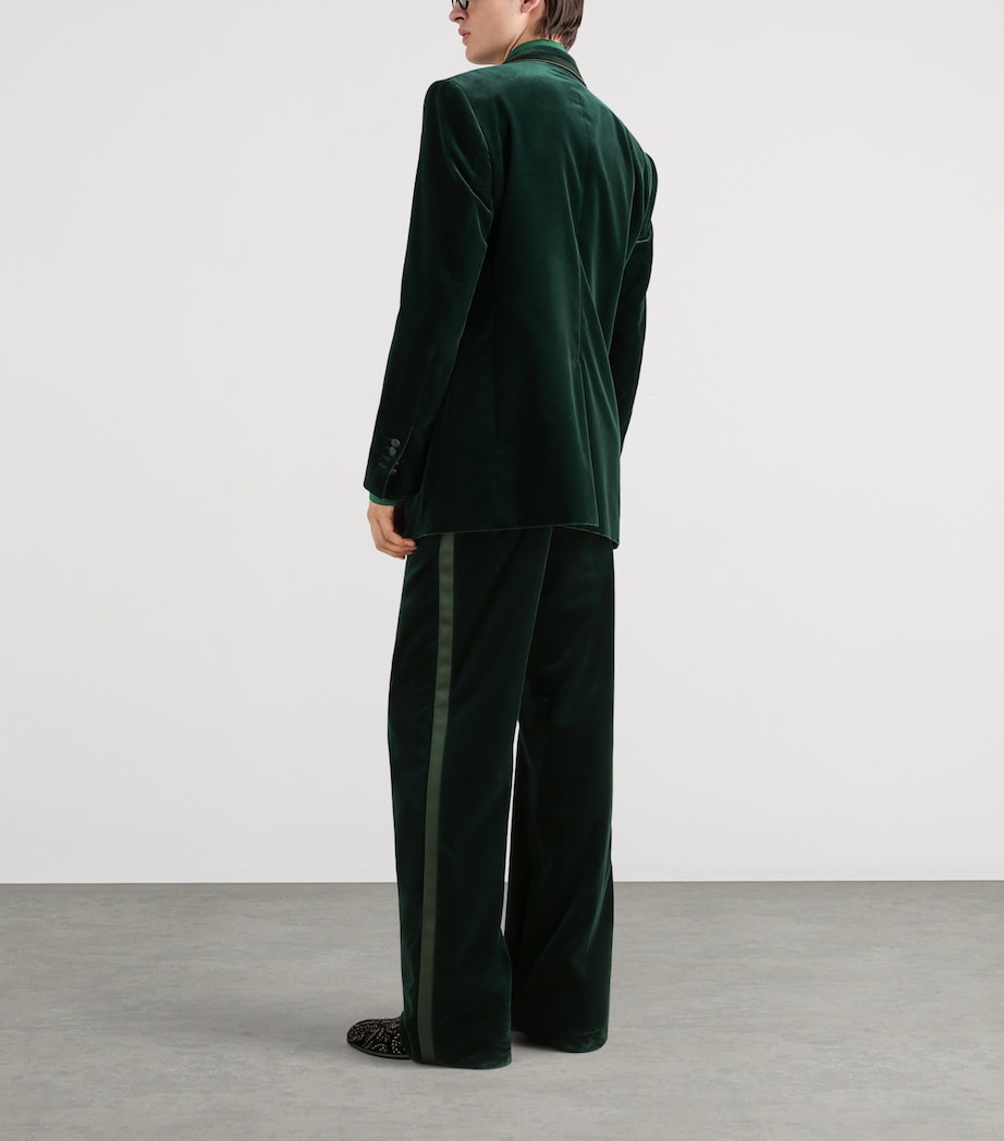 Dolce&Gabbana Mens Velvet Single-Breasted Blazer Dark Green Image 3