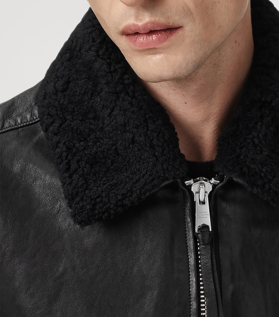 Leather Vaucluse Bomber Jacket BLACK Image 7