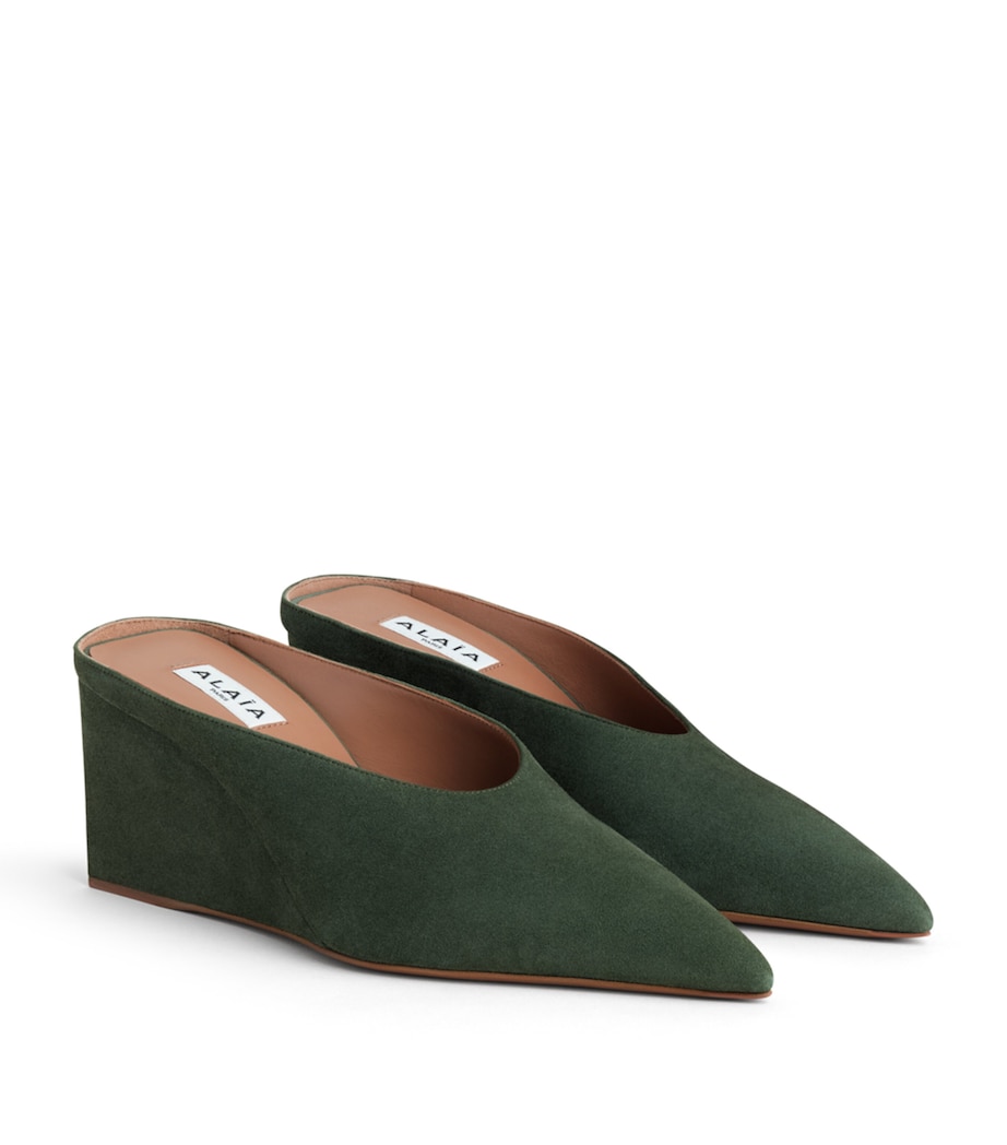 Alaïa Suede Cube Wedge Mules 75 Lichen Image 2