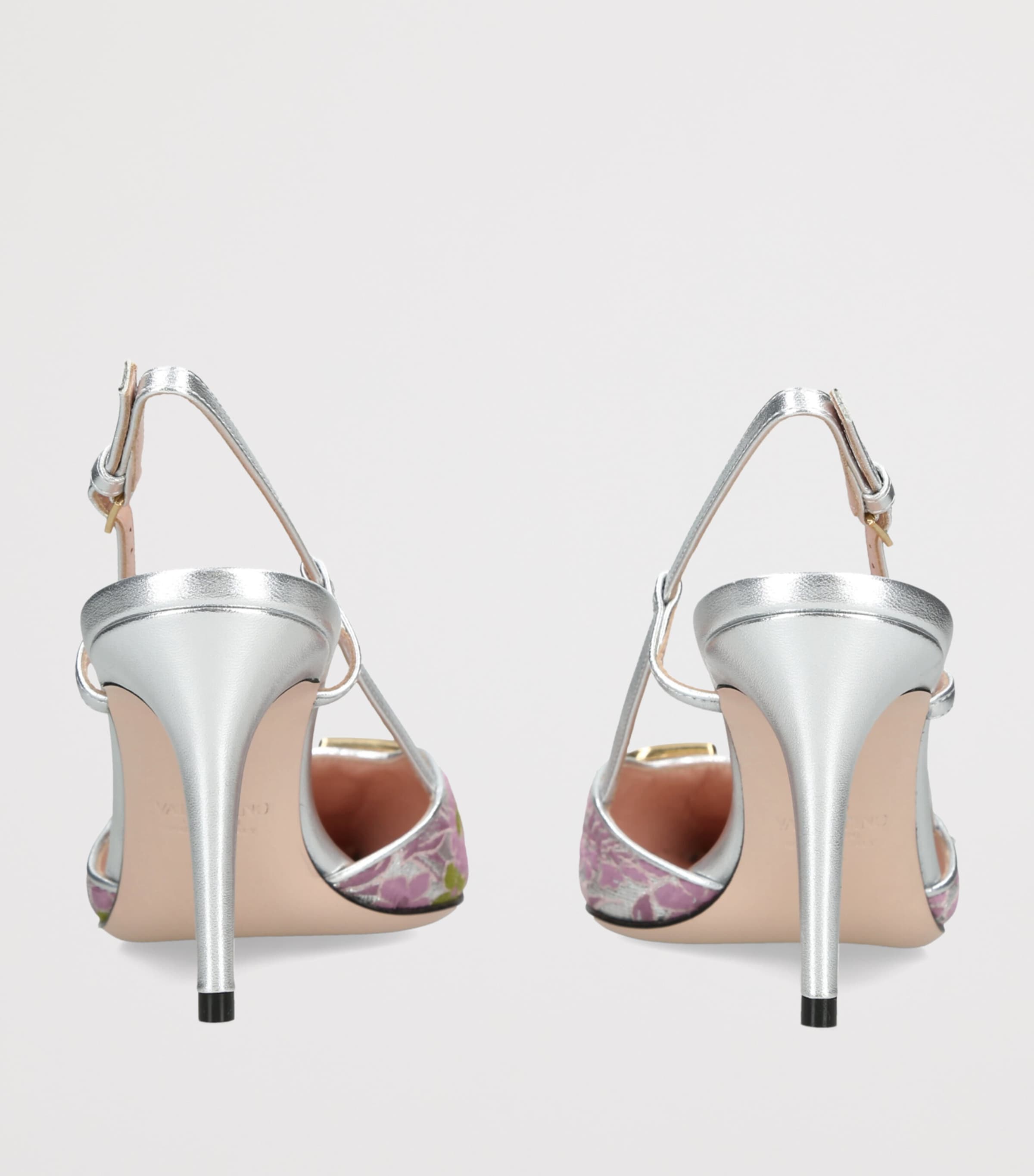 Valentino Garavani Jacquard VLogo Slingback Heels 80 Blush Image 4