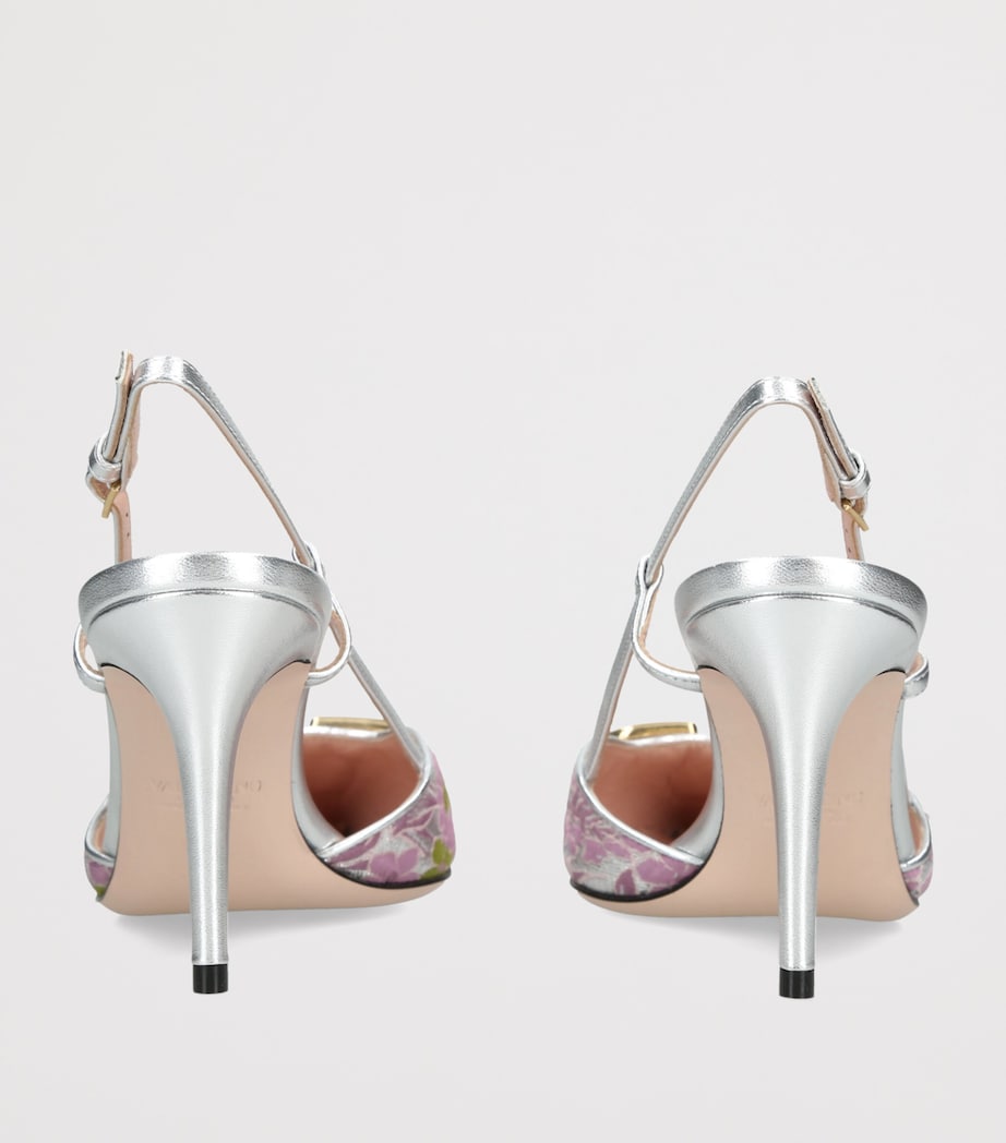 Valentino Garavani Jacquard VLogo Slingback Heels 80 Blush Image 4