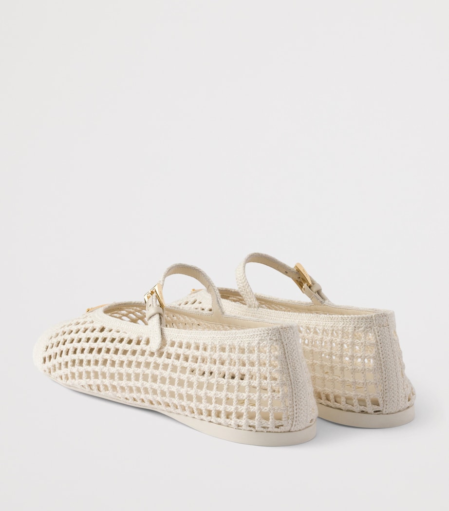Prada Crochet Ballet Flats Neutral Image 5