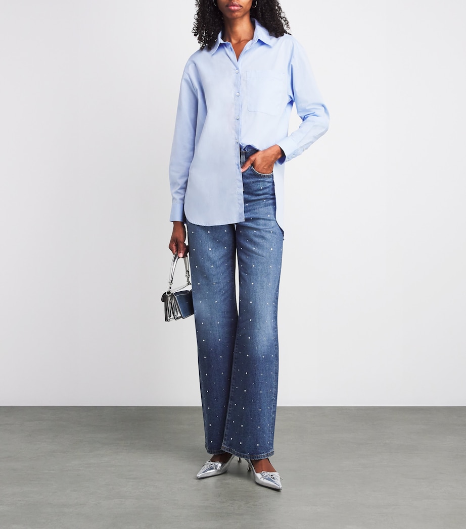 Studded Wide-Leg Jeans BLUE Image 2