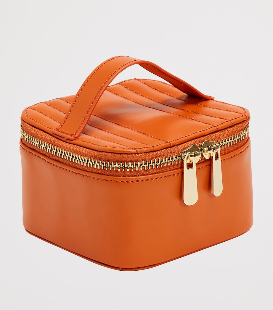 Vegan Leather Maria Cube Jewellery Case TANGERINE Image 2