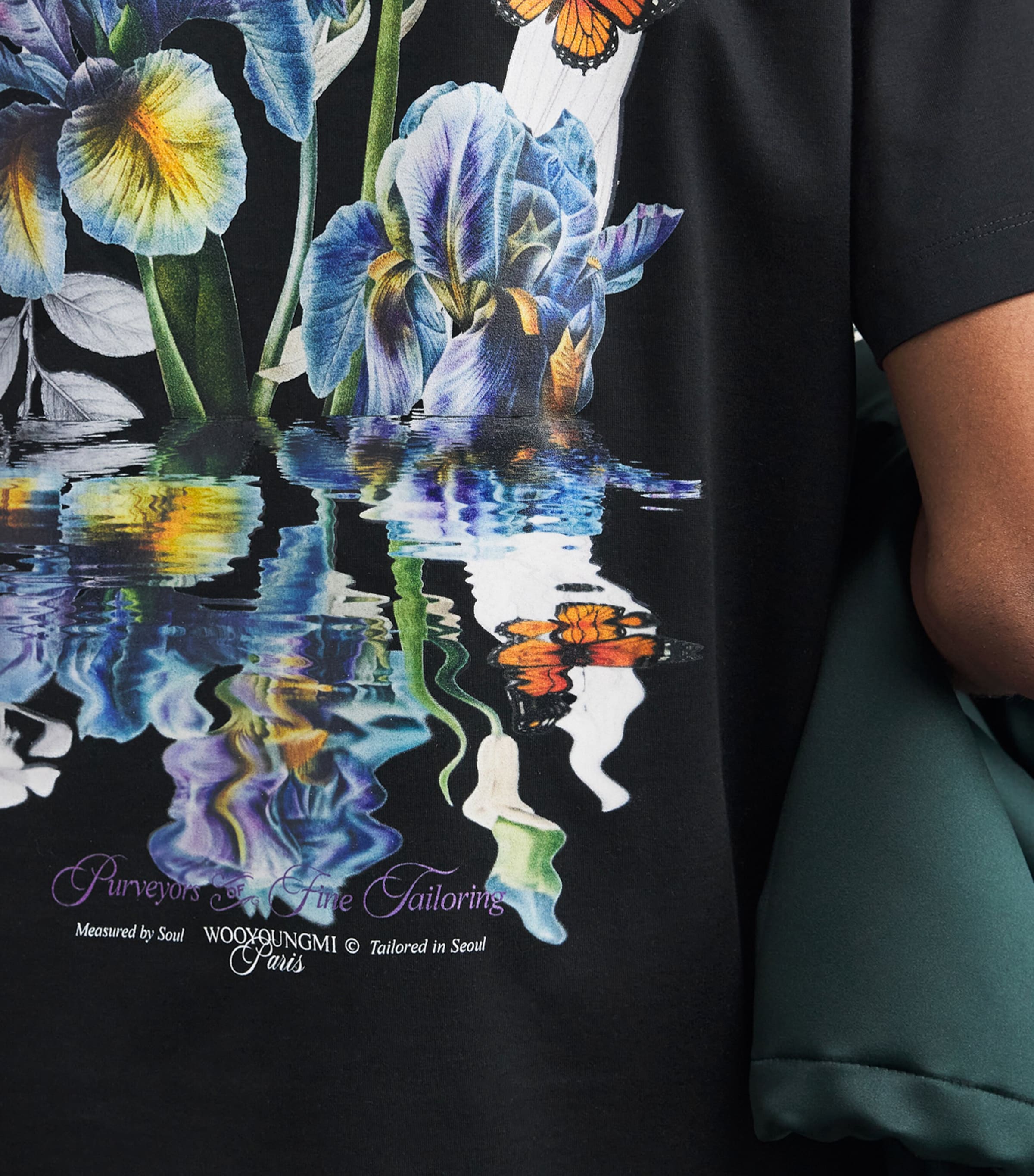 Wooyoungmi Mens Cotton Flower Logo Back T-Shirt Black Image 3
