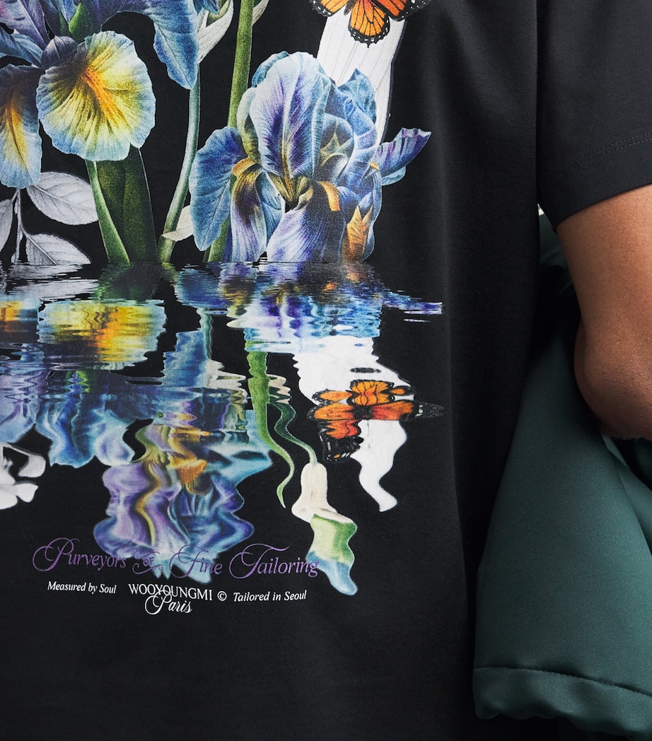 Wooyoungmi Mens Cotton Flower Logo Back T-Shirt Black Image 3