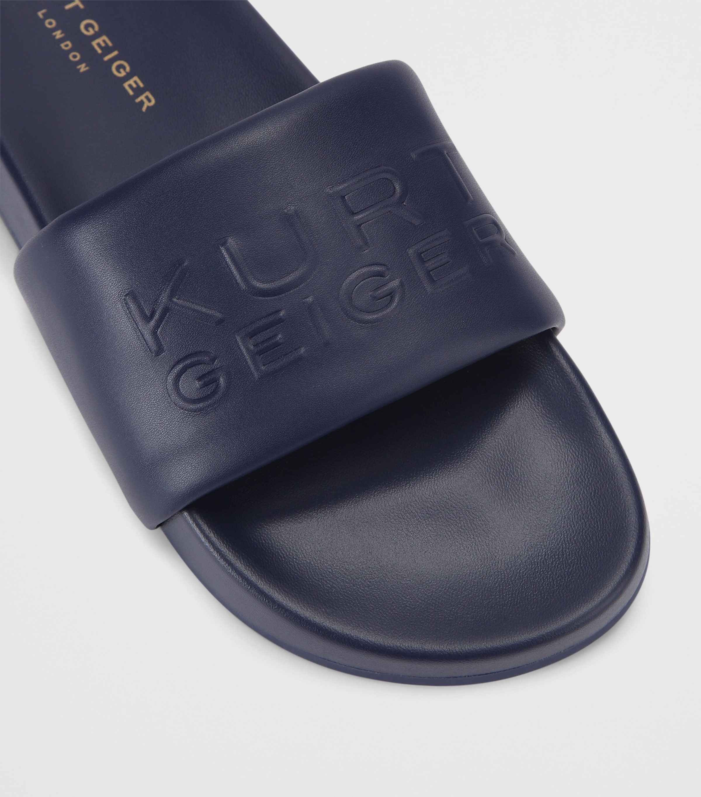 Kurt Geiger London Faux Leather Stacked Slides Navy Image 2