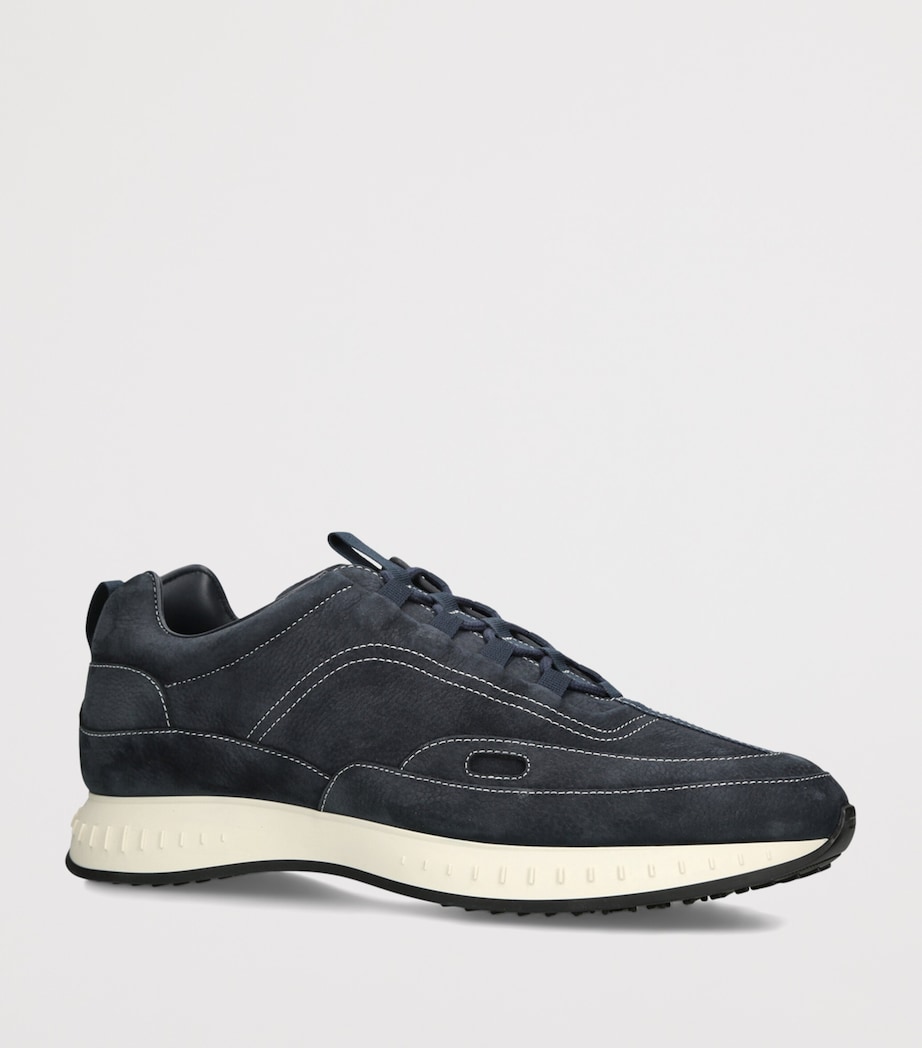 John Lobb Nubuck Leather Stream Elastic Sneakers Navy Image 2