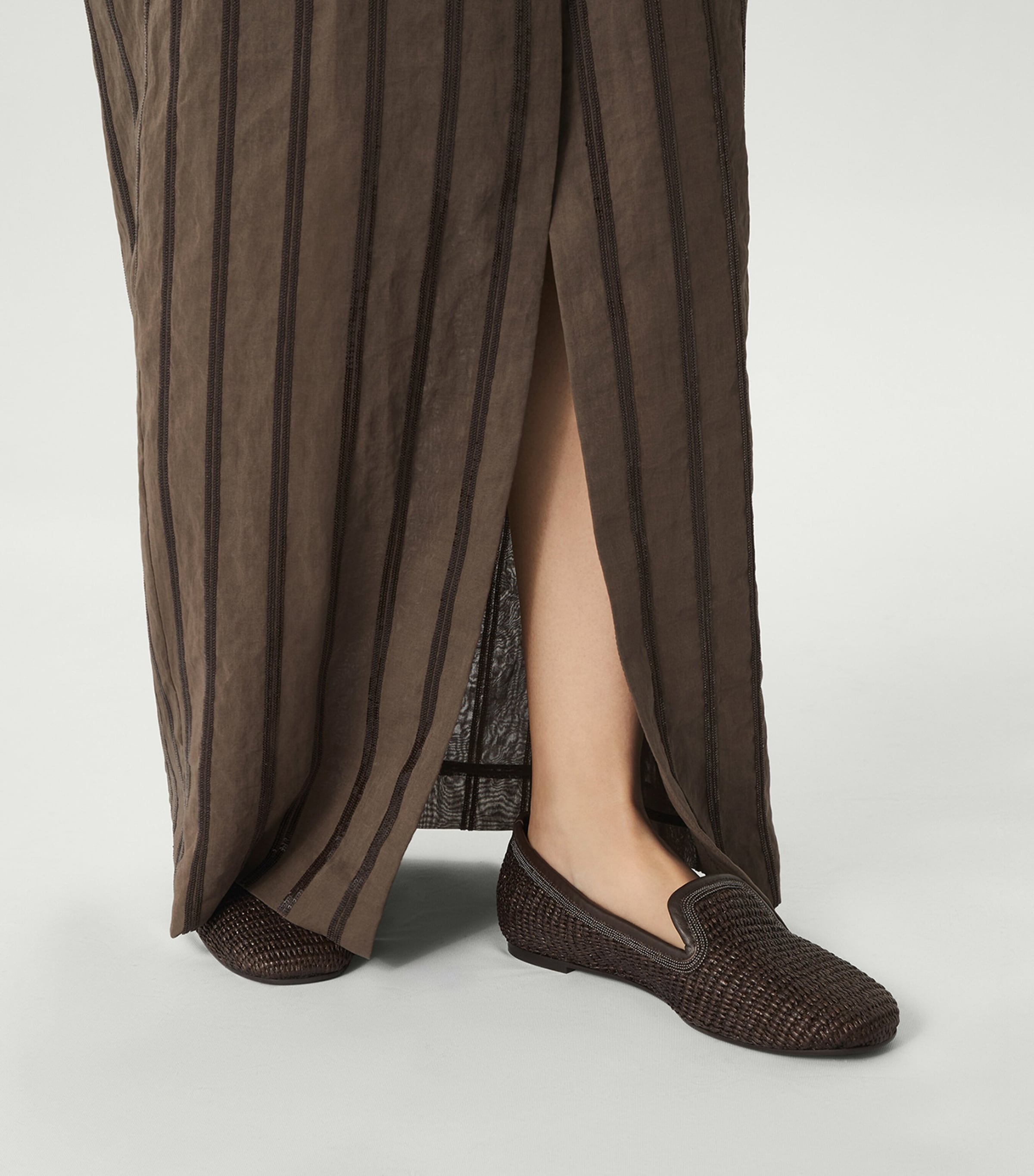 スリッポン BRUNELLO CUCINELLI TECHNO RAFFIA SLIPPER WITH PRECIOUS TRIM Brunello Cucinelli Techno Raffia Precious Trim Slippers