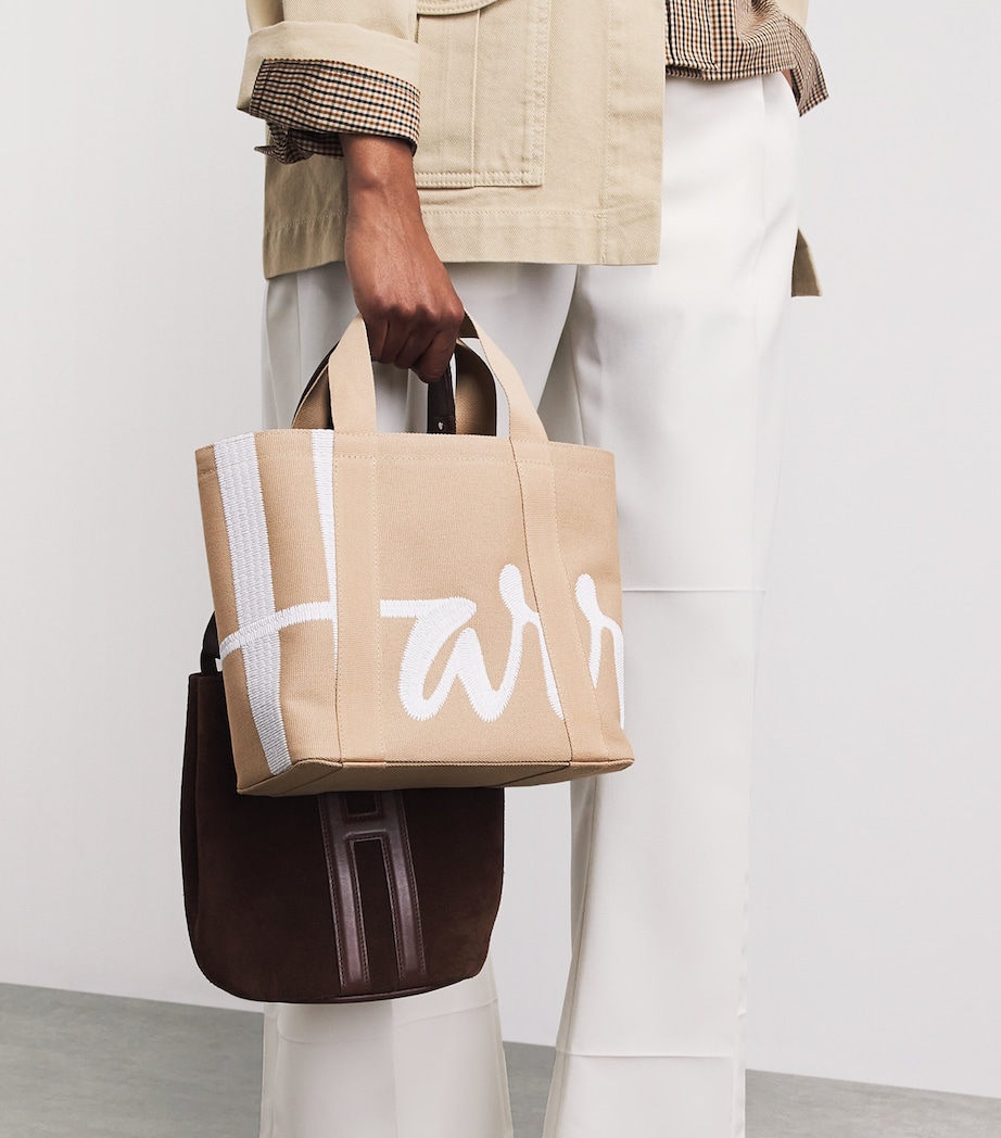 Harrods Small Logo Tote Bag Neutral Image 2