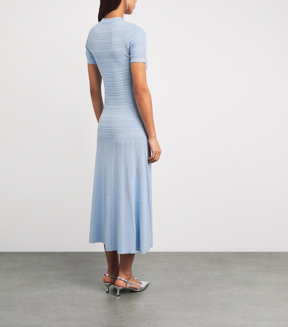 Sandro Paris Womens Knitted Midi Dress Sky Blue Image 4