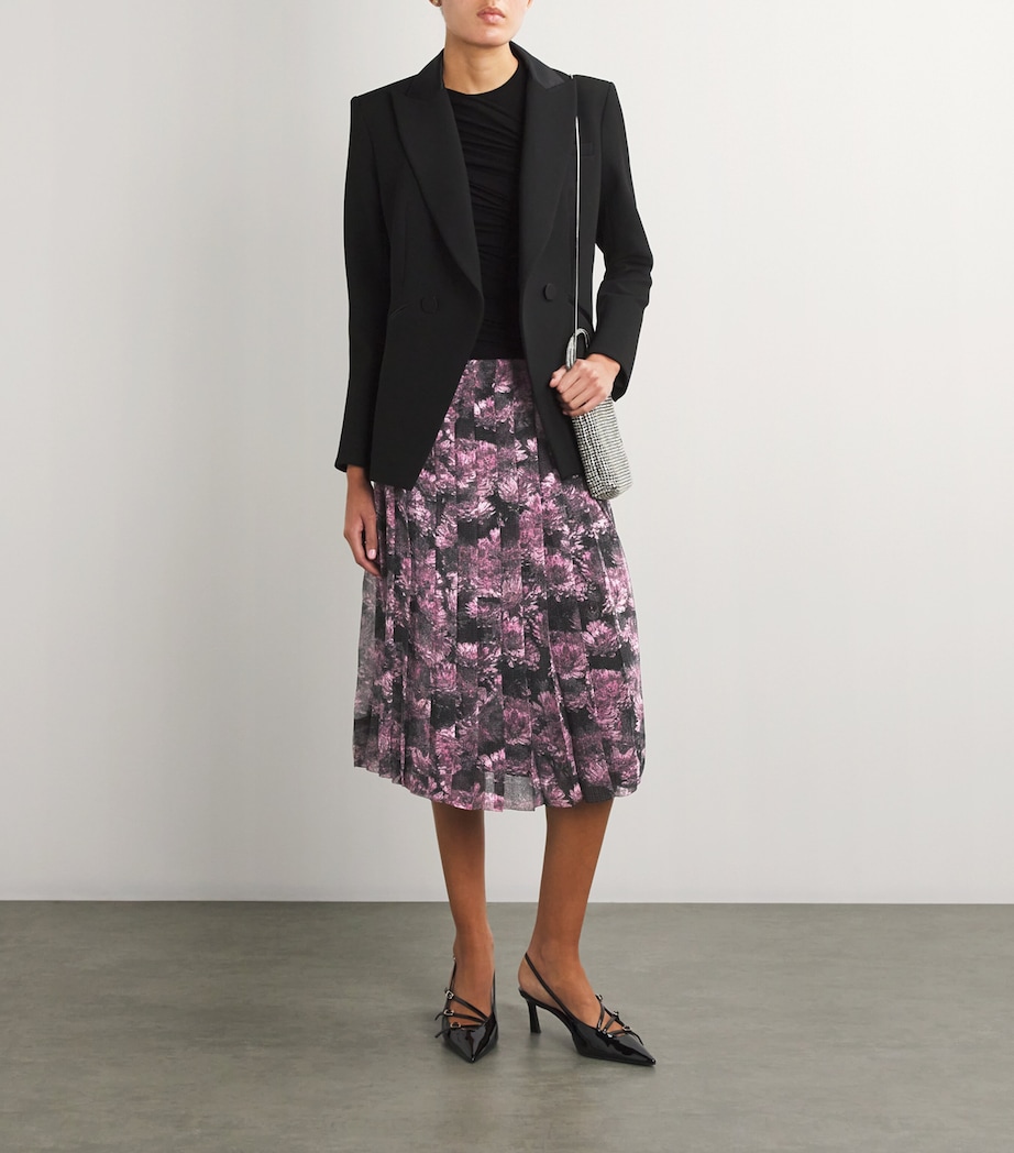 Silk Pleated Midi Skirt PINK PIXEL FLORAL Image 2