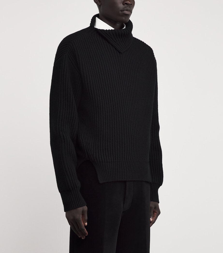 Wool Ribbed Sweater BLACK 001 Image 3