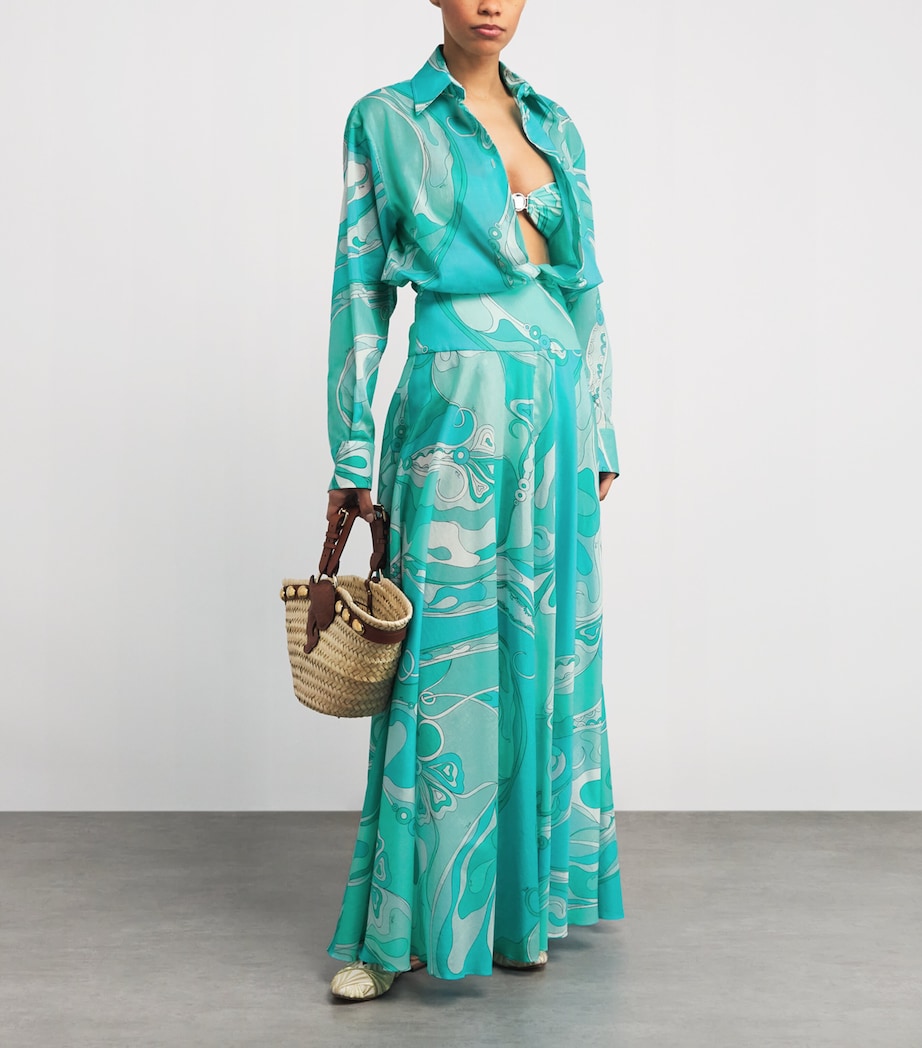 Cotton Orchidee Print Shirt 019/TURQUOISE Image 2