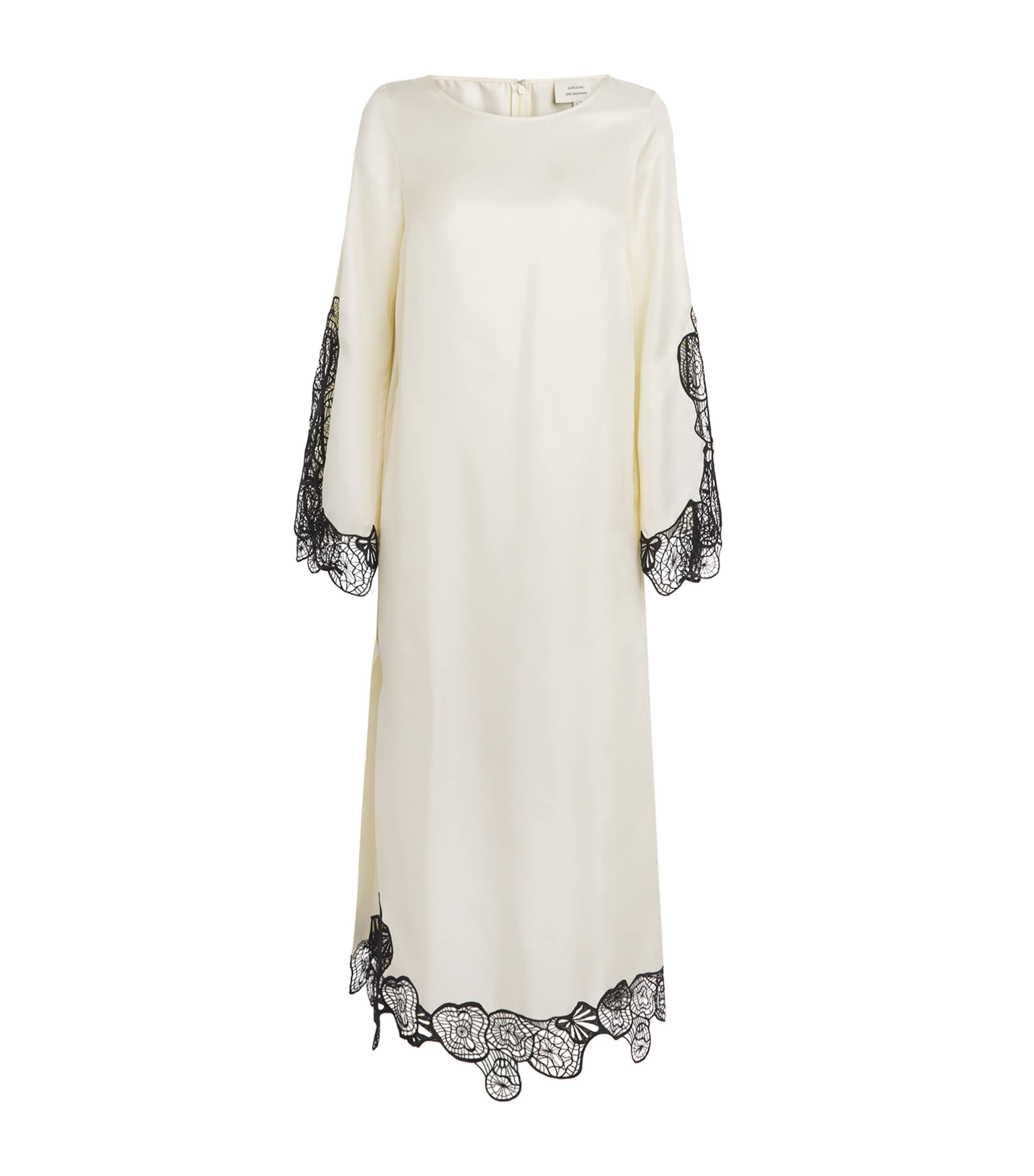 Loulou De Saison Silk Lace-detail Soto Midi Dress
