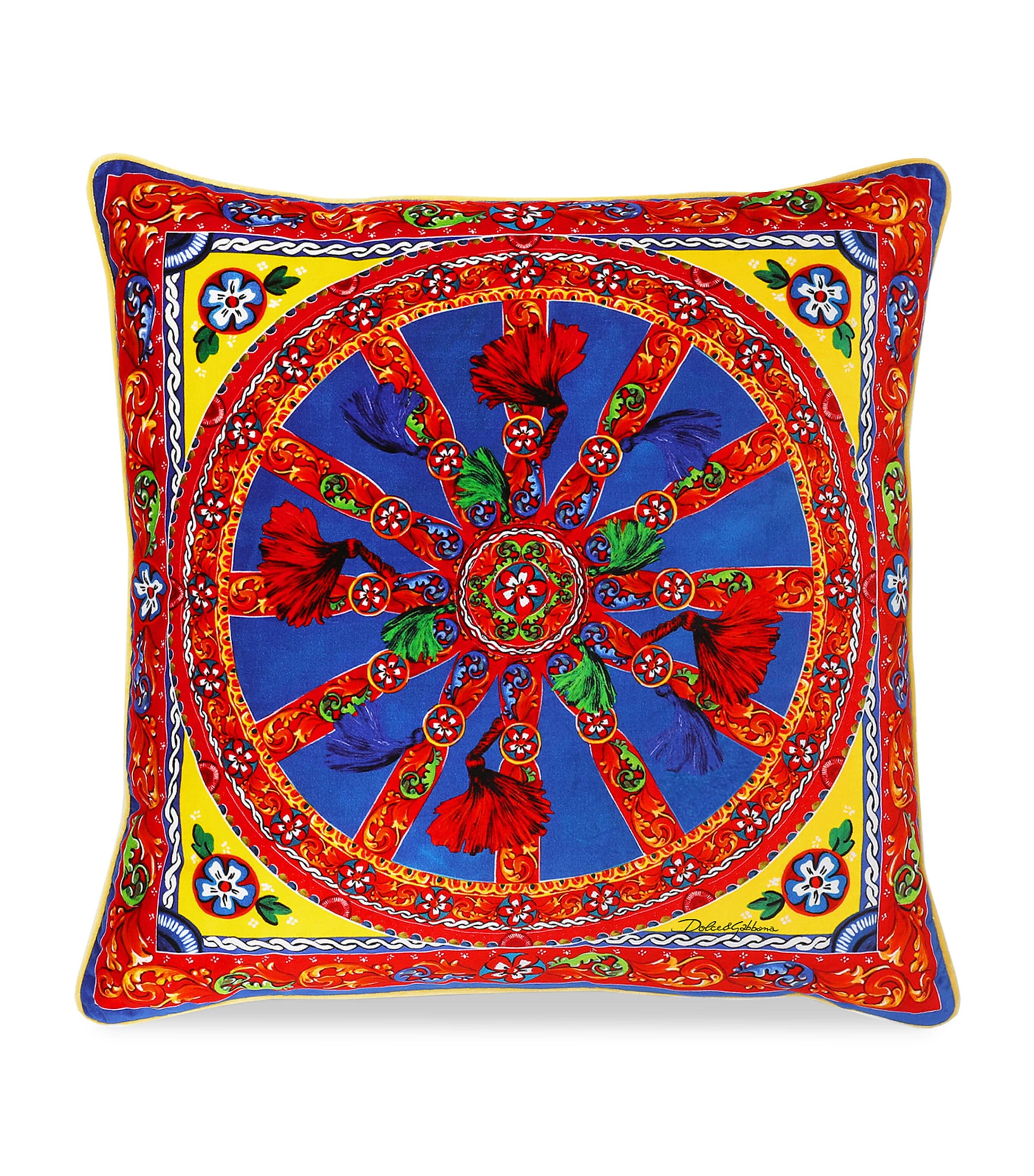 Dolce&Gabbana Casa Silk Twill Cushion (60cm x 60cm) Carretto Multi Image 1