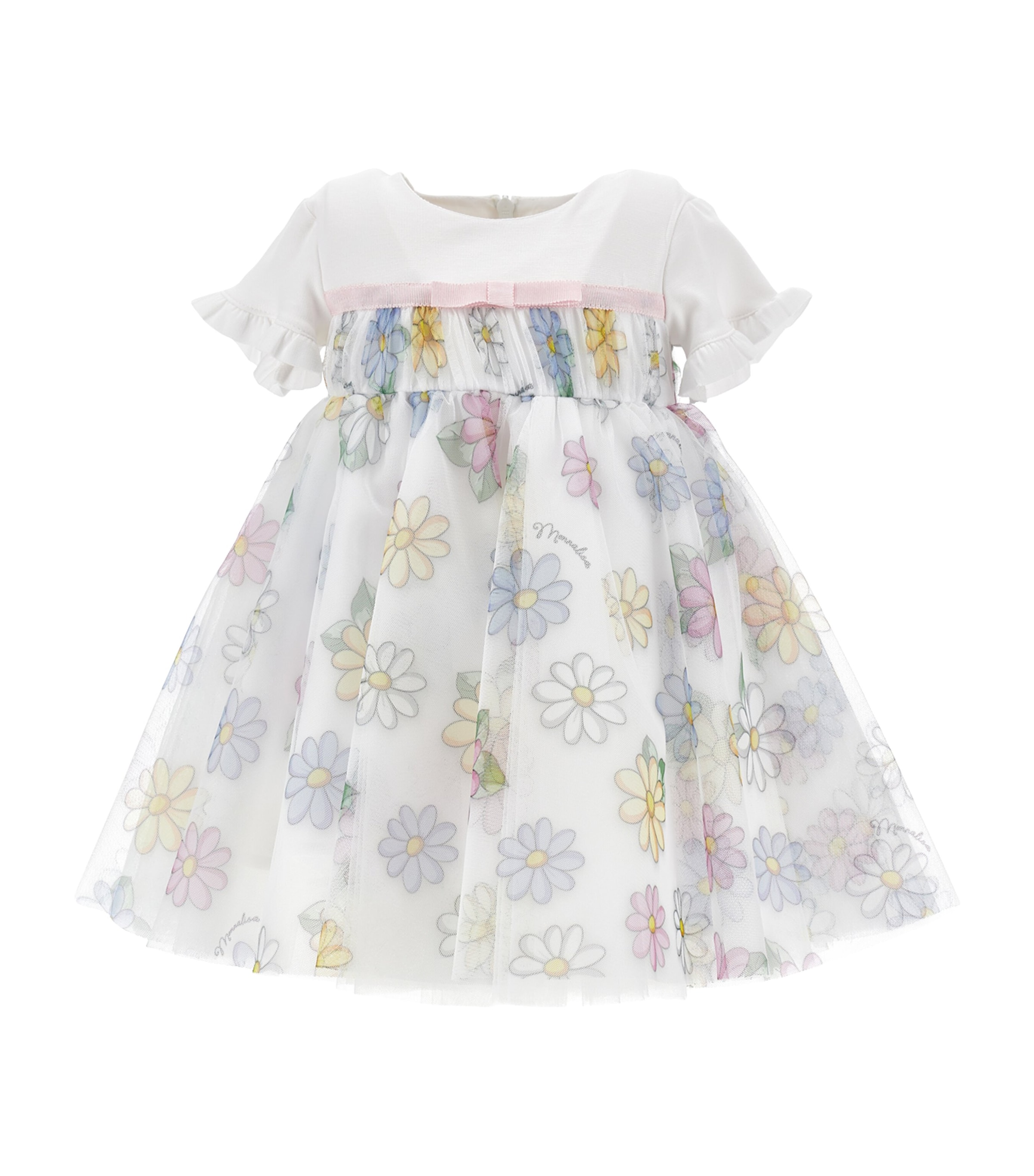 Monnalisa Daisy Print Dress In White