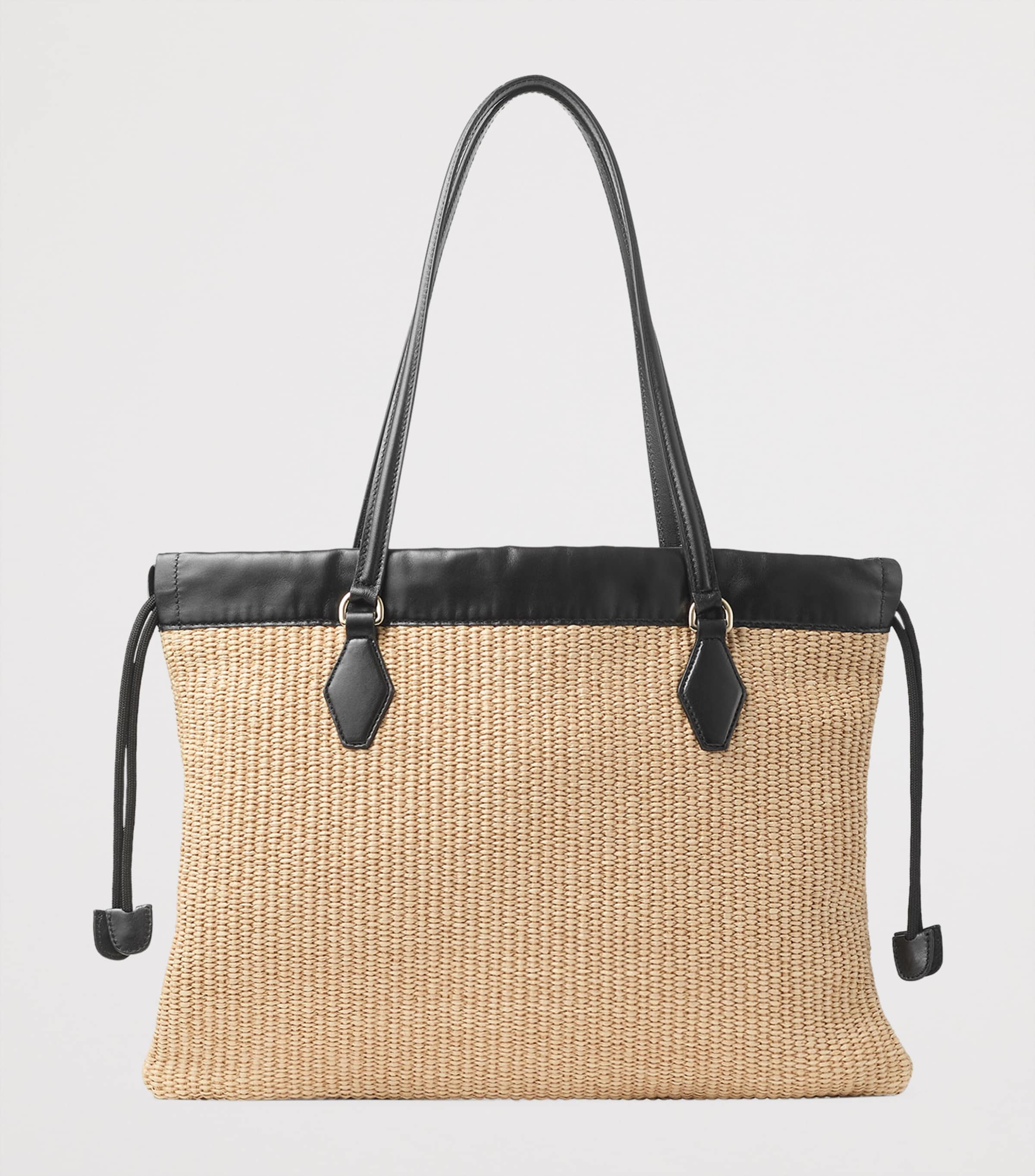 Large Raffia Drawstring Tote Bag NATURAL/BLACK/LIGHT Image 5