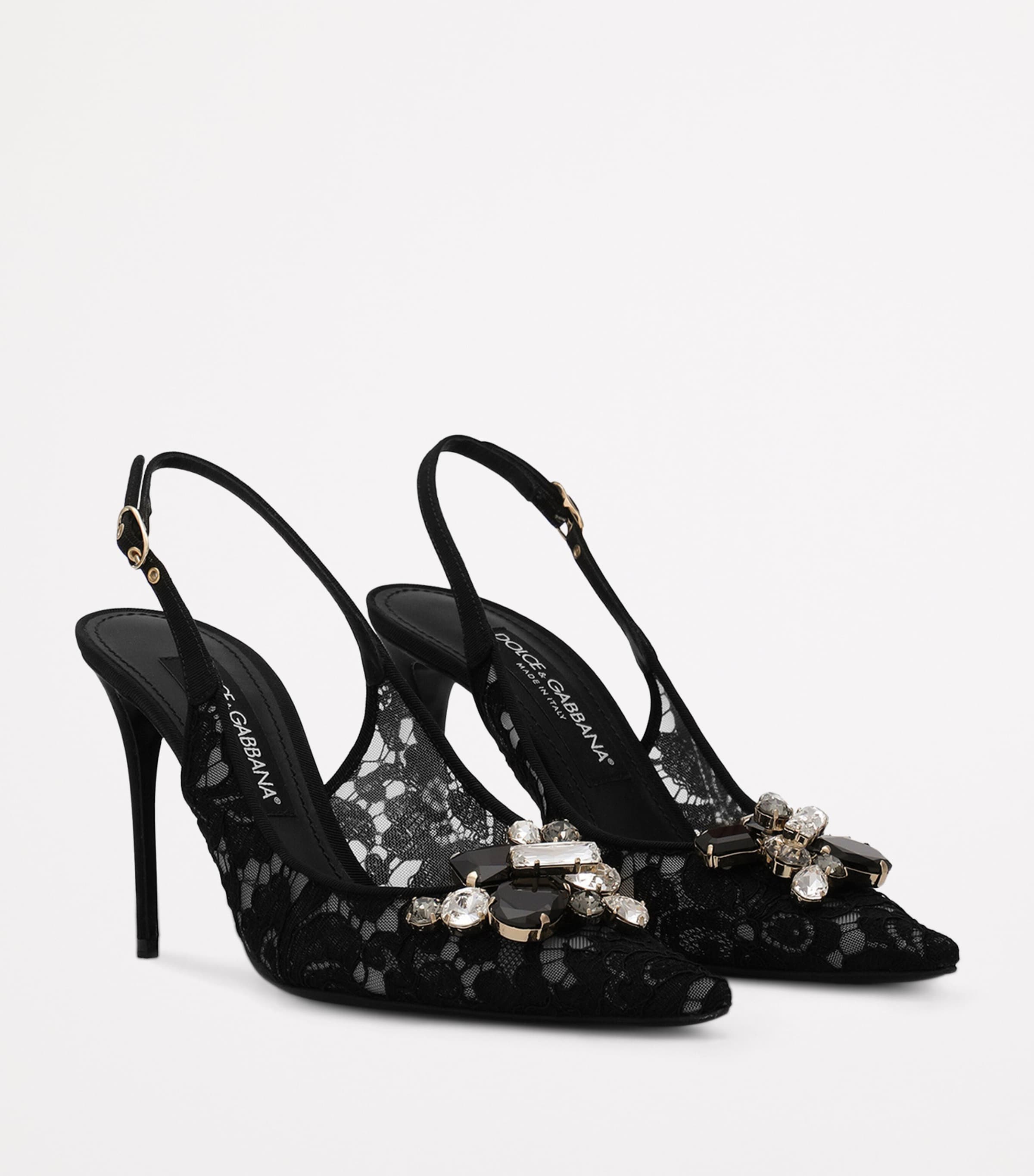 Lace Embellished Slingback Pumps 90 80240-APRICOT Image 2