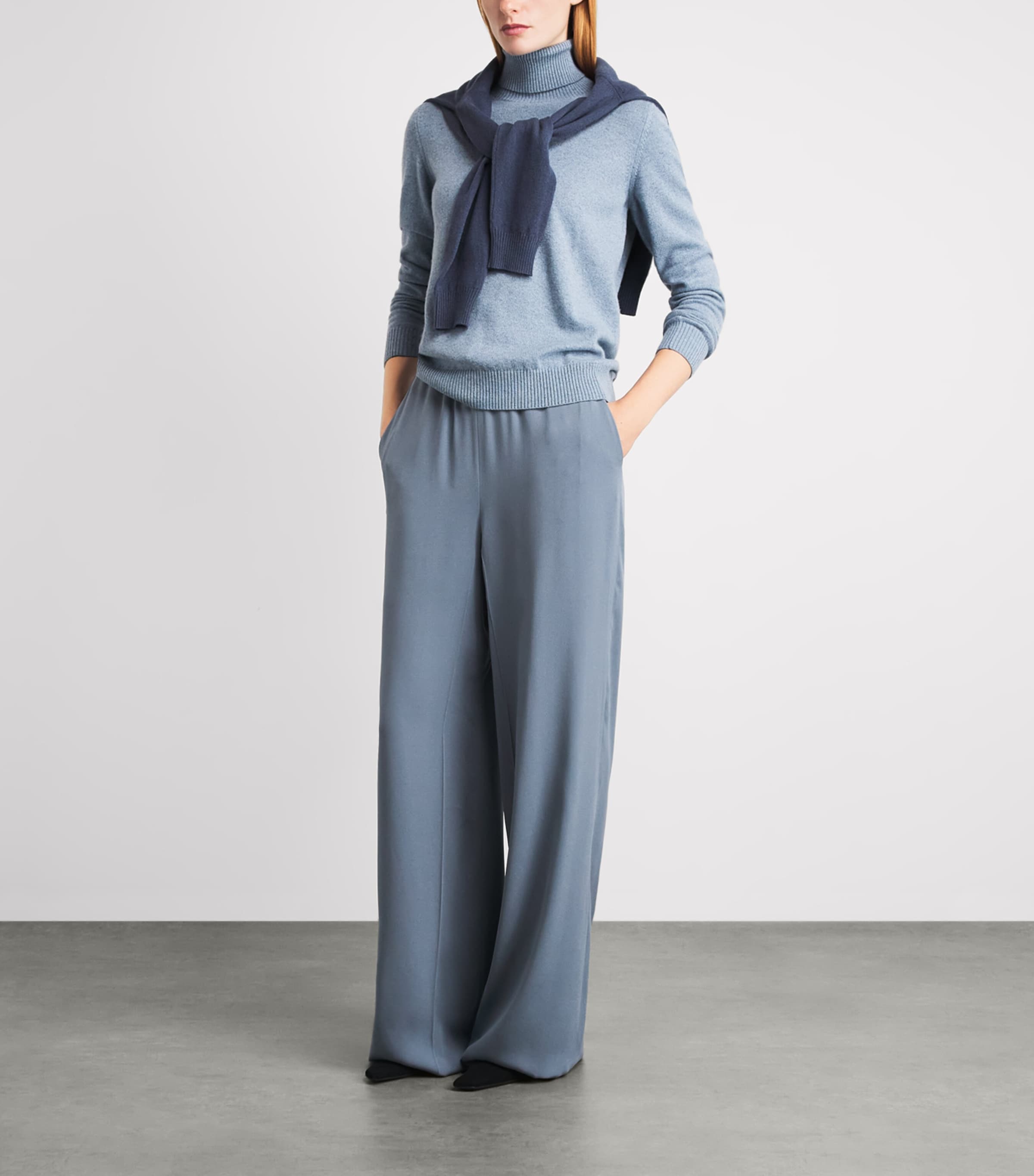 Agnona Womens Drawstring Wide-Leg Sweatpants Bl Drk Pwdr Image 2