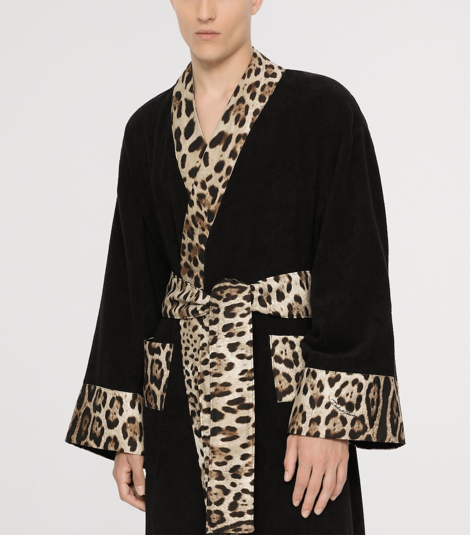 Terry Cotton Leopard Print Robe UL002 NERO LEOPARDO Image 9