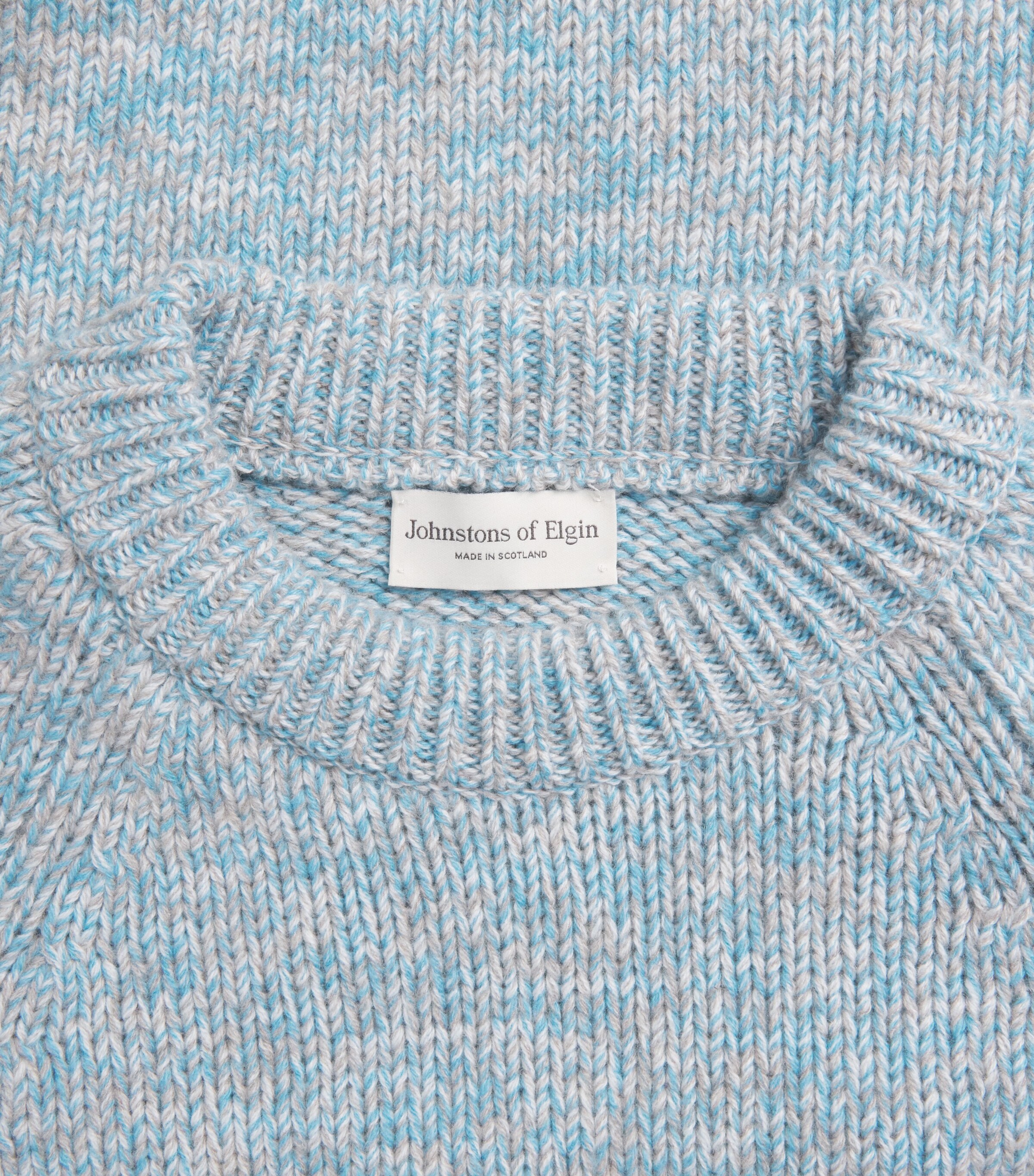 Johnstons Of Elgin Womens Cashmere Crew-Neck Fyfe Sweater Scapa Blu Mrl Image 6