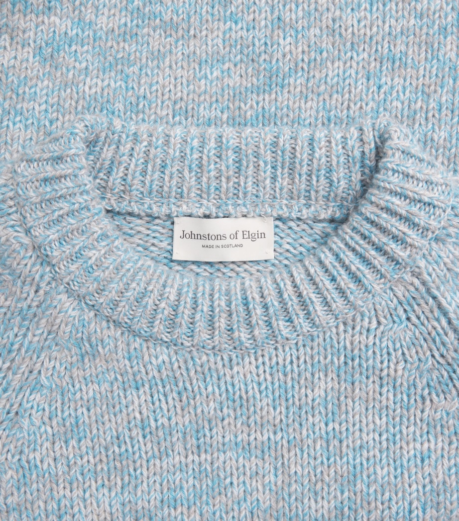 Johnstons Of Elgin Womens Cashmere Crew-Neck Fyfe Sweater Scapa Blu Mrl Image 6