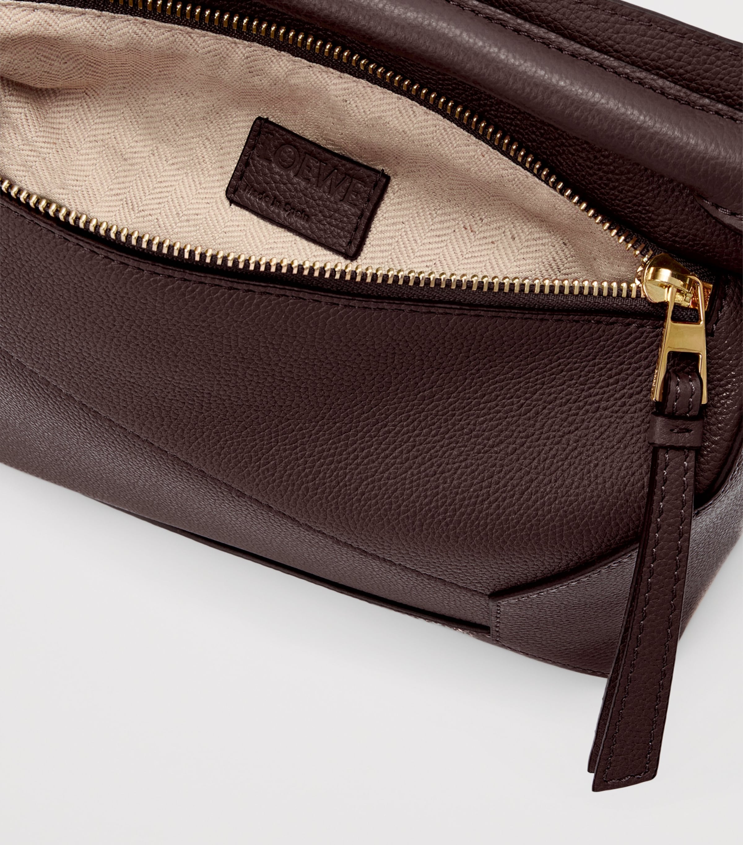 Small Leather Puzzle Edge Top-Handle Bag DARK CHESTNUT Image 7