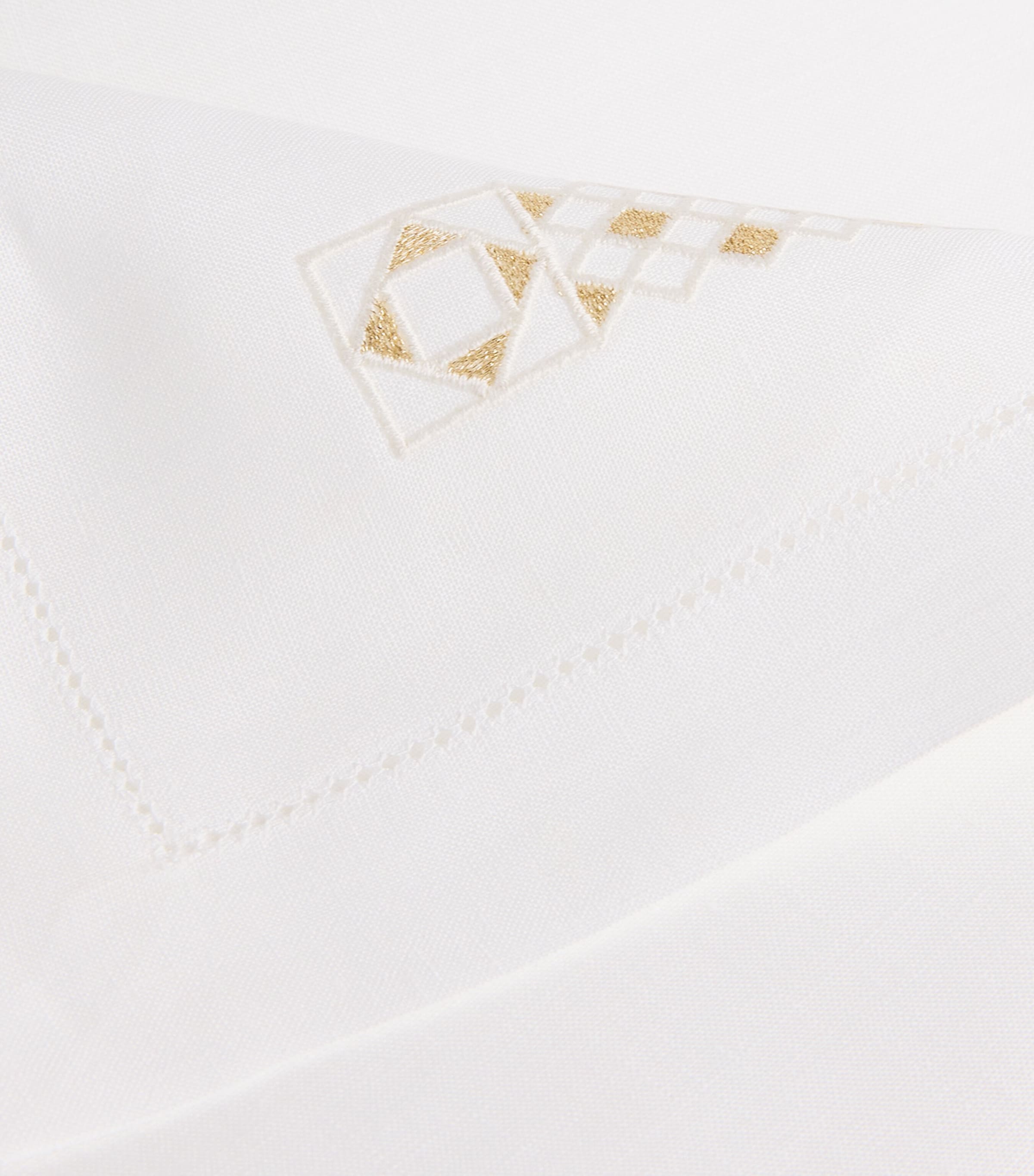 Linen Embroidered Liri Table Runner (50cm x 210cm) WHITE/GOLD Image 4