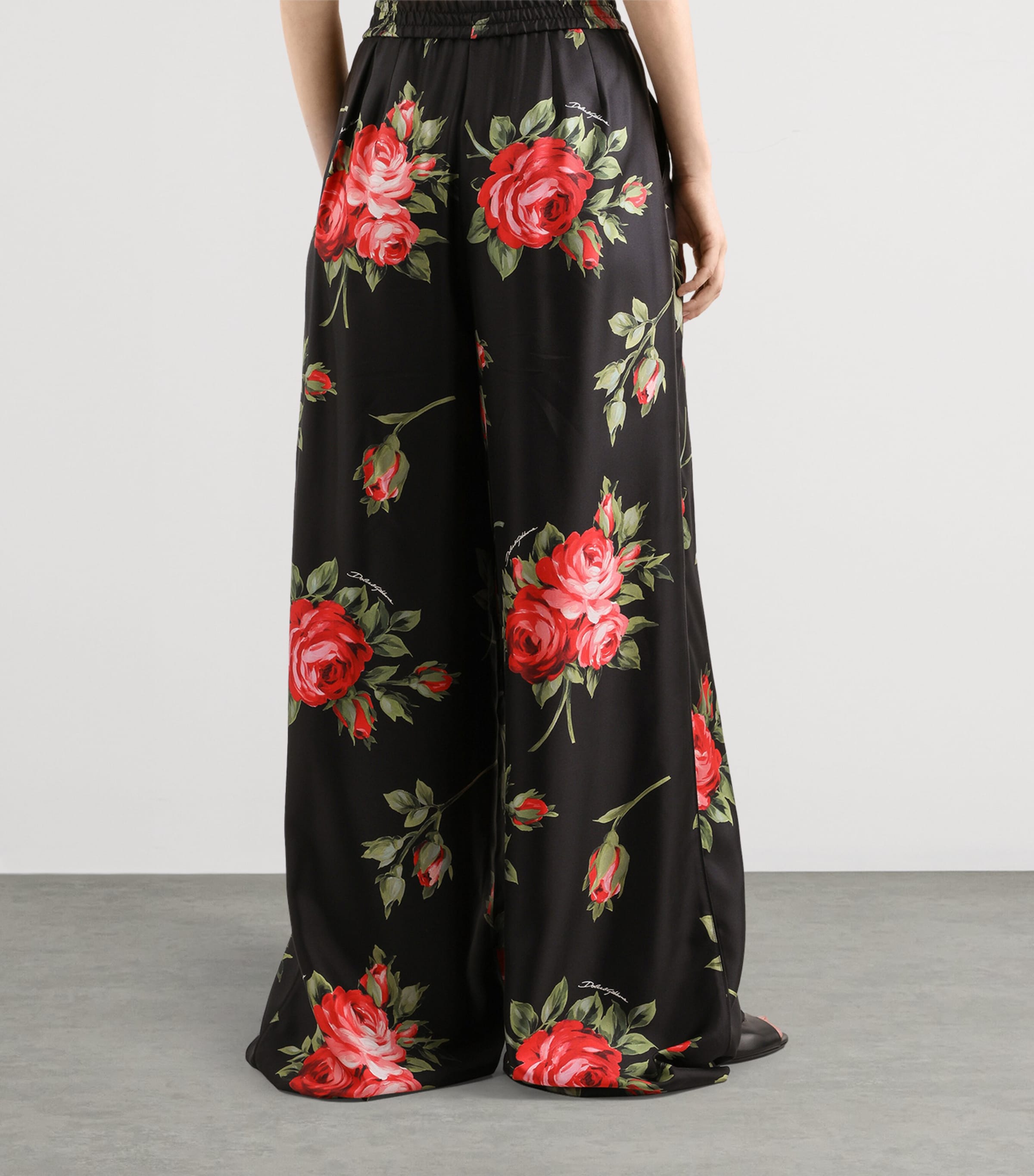 Silk Rose Print Trousers HN5ZN-BOUQ Image 5