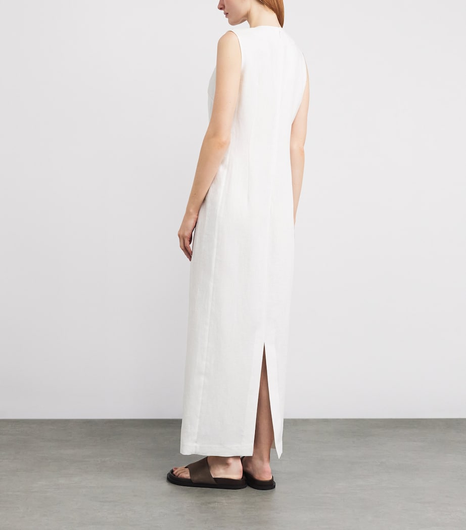Lafayette 148 Womens Linen Sleeveless Maxi Dress White Image 3