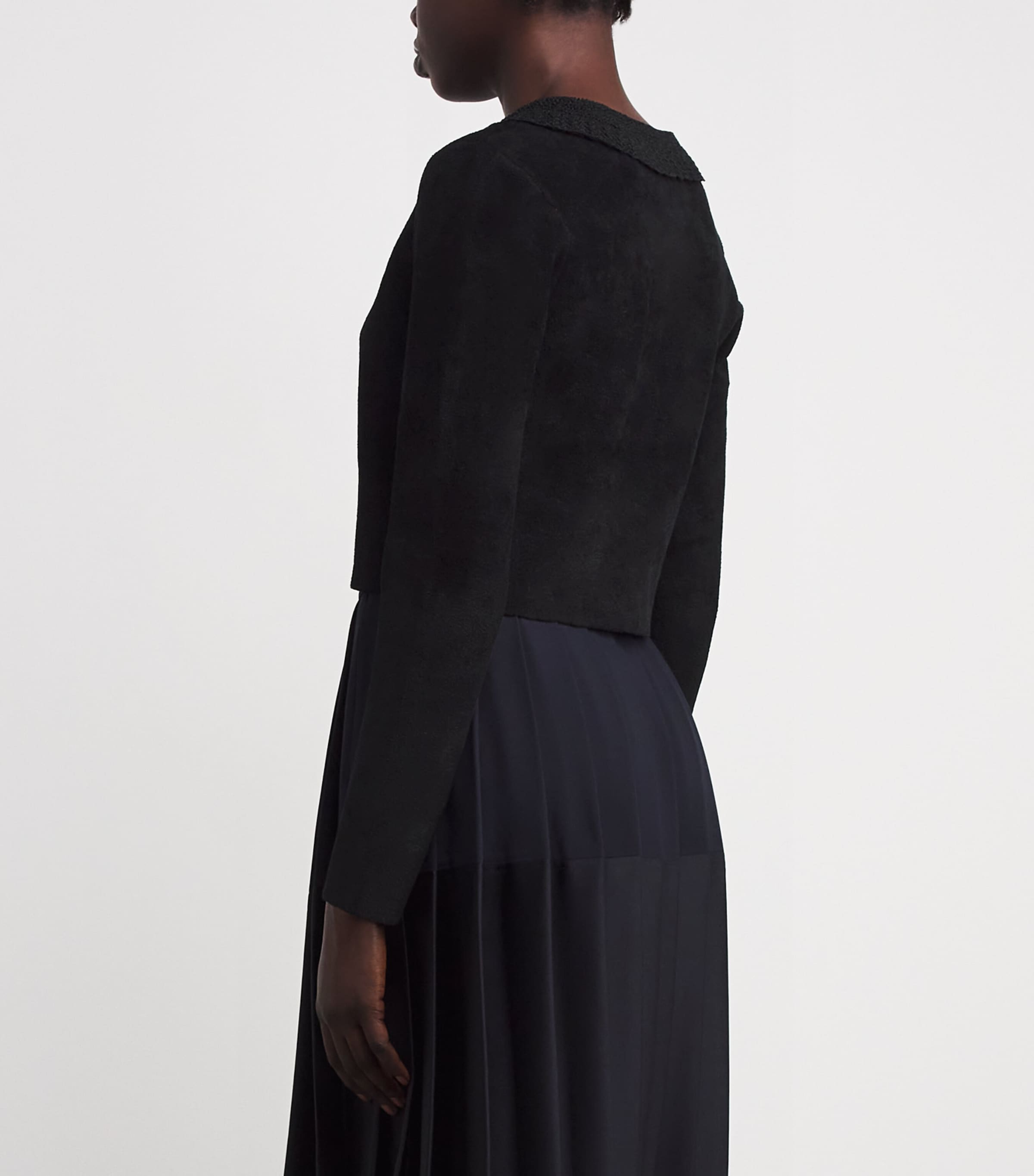 Velvet Bow-Detail Cardigan BLACK Image 4