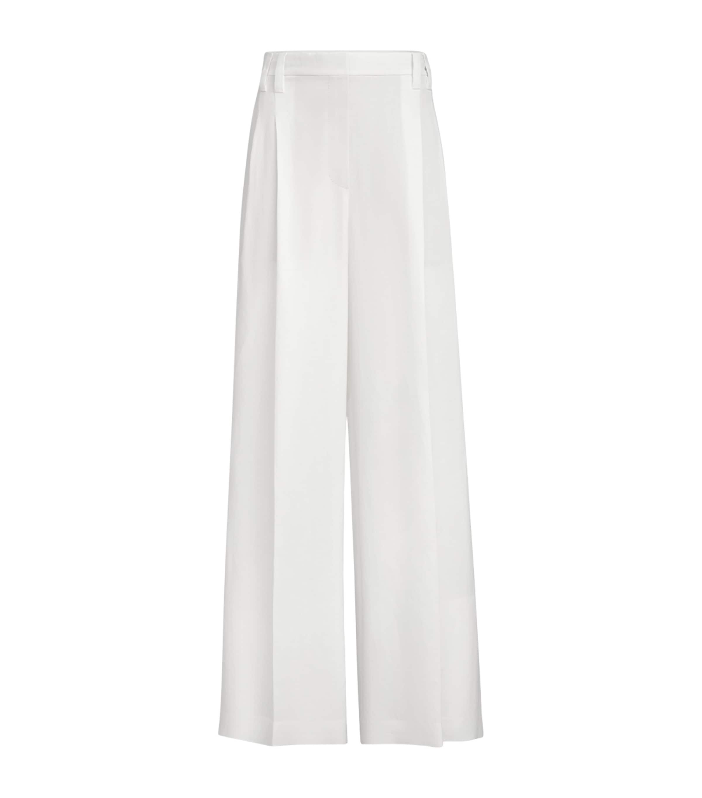 Brunello Cucinelli Womens Twill Wide-Leg Trousers Image 1