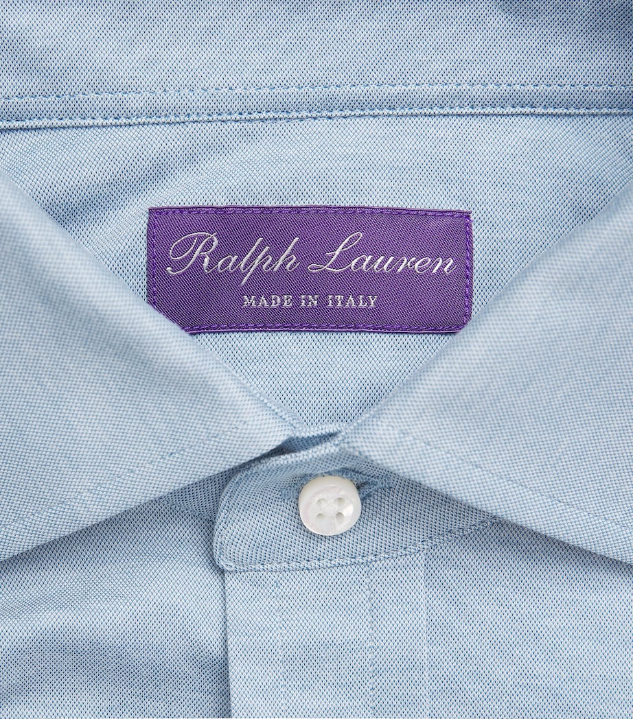 Ralph Lauren Purple Label Mens Knitted Piqué Shirt Winward Blue Image 6