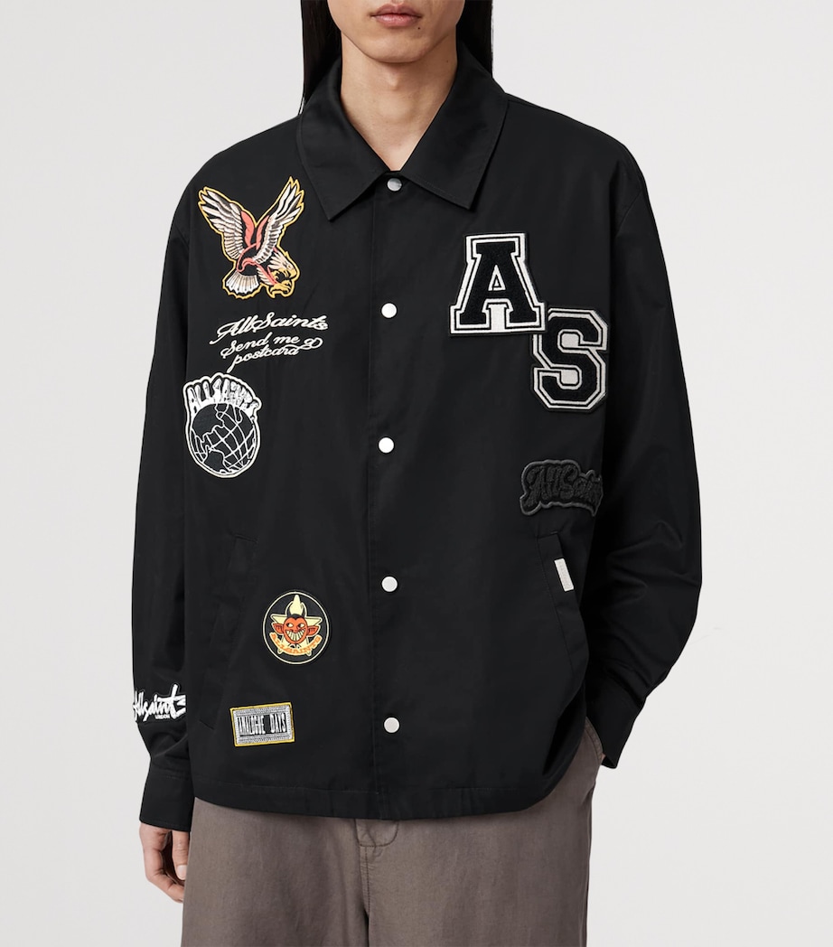 AllSaints Mens Soundman Coach Jacket Black Image 3
