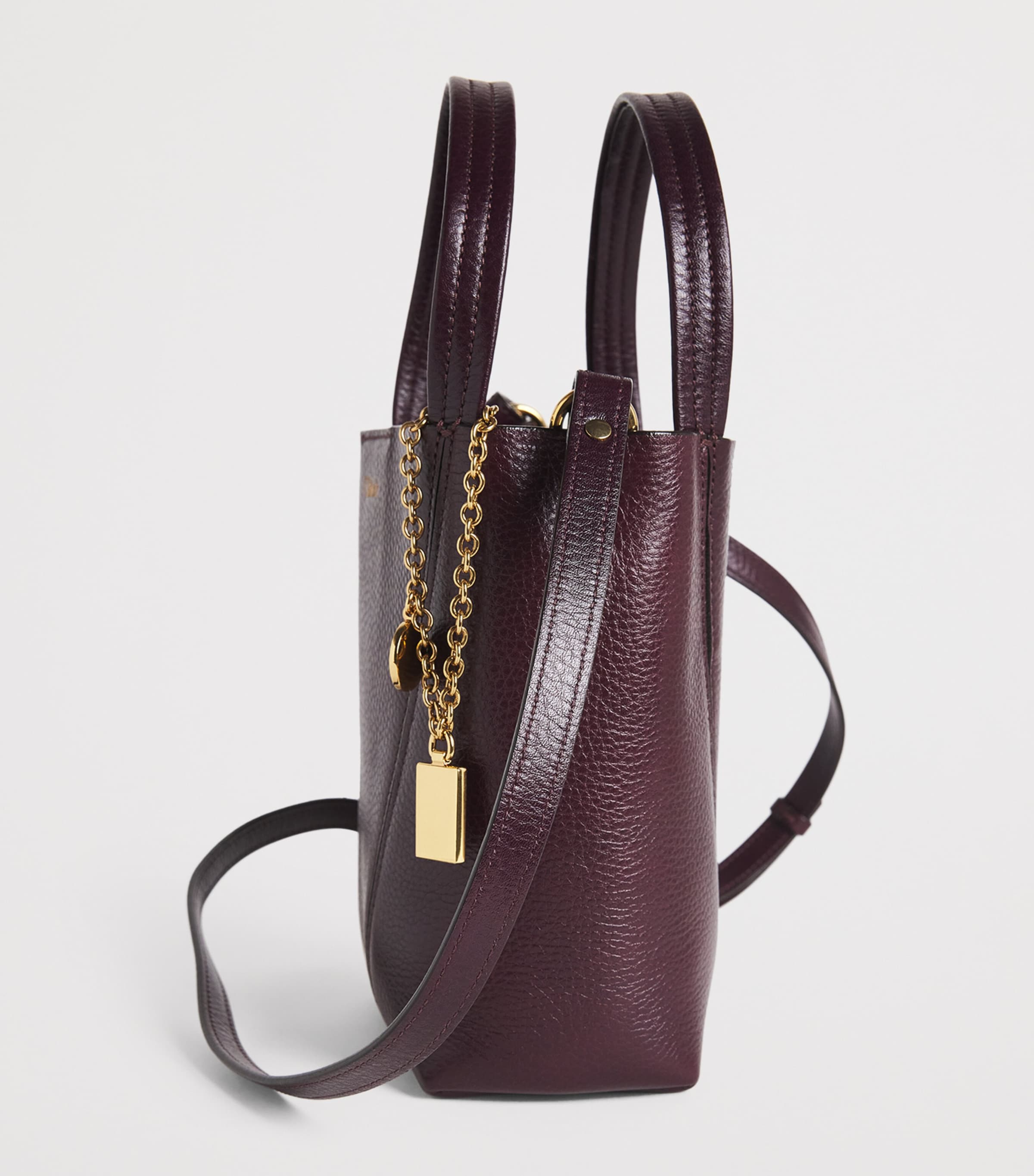 Small Leather Spin Tote Bag PERFECT PLUM Image 4