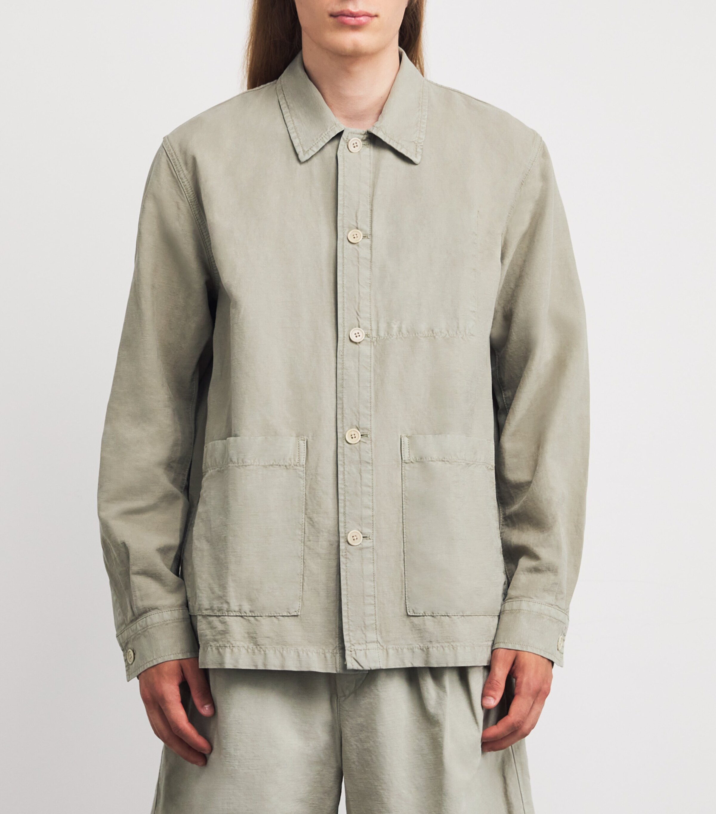 Norse Projects Mens Cotton-Linen Julian Overshirt Clay Image 3