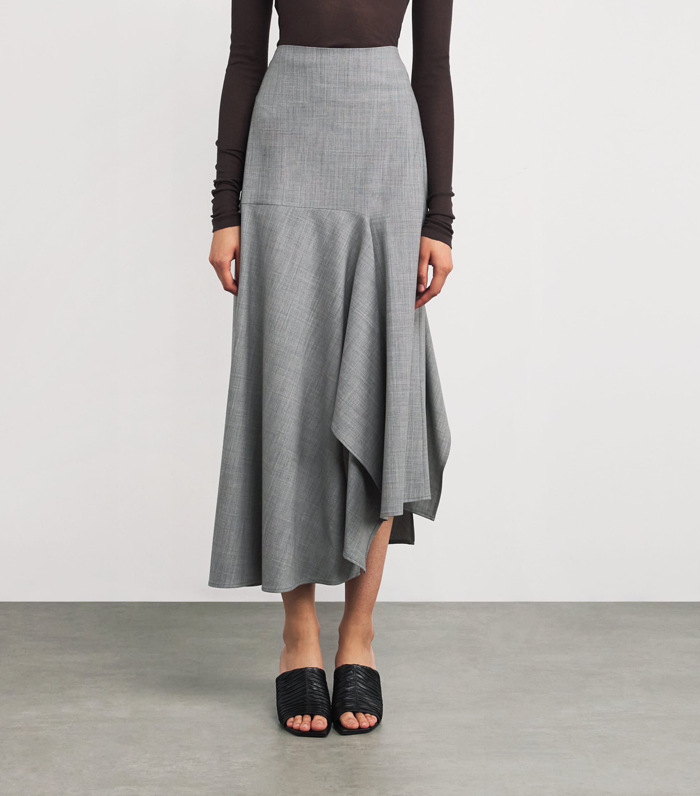 Wool-Blend Asymmetric Midi Skirt 8179 ROCCIA MELANGE Image 3