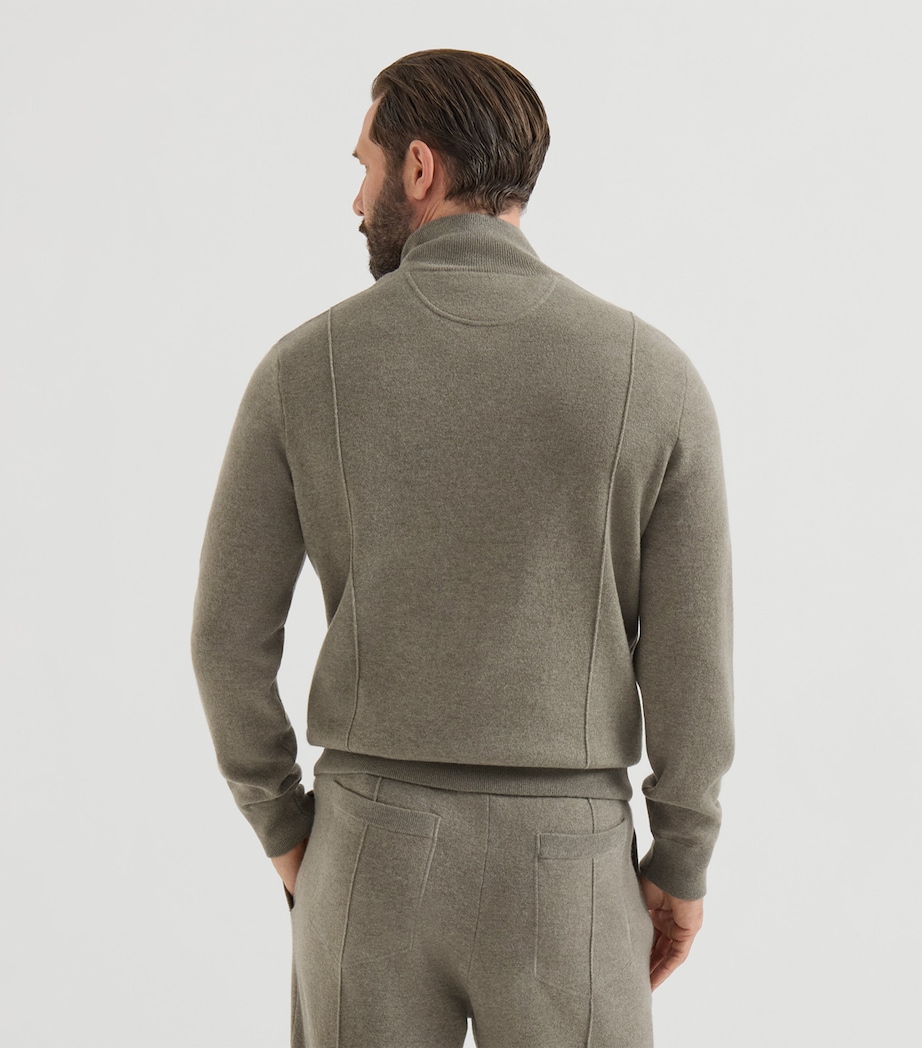 Brunello Cucinelli Mens Cashmere-Blend Zip-Up Cardigan Image 3