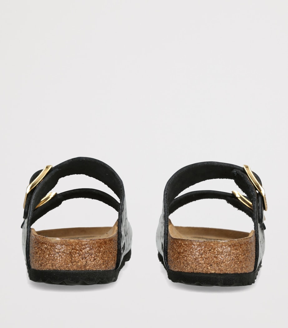 Birkenstock Leather Croc-Embossed Arizona Sandals (Regular Fit) Black Image 2